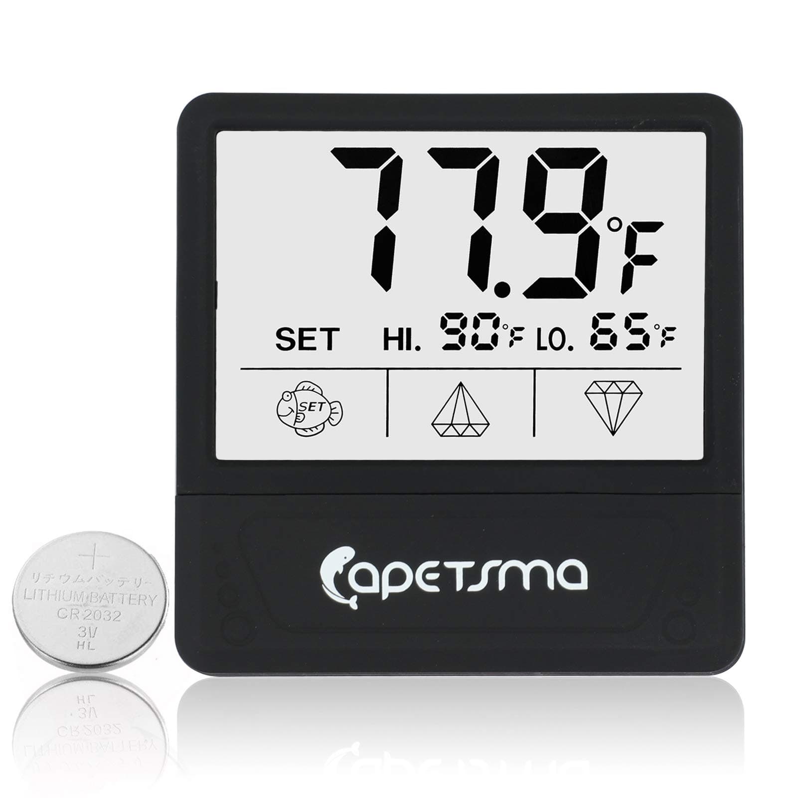 Aquarium Thermometer, Digital Touch Screen Fish Tank Thermometer with Large LCD Display, Stick-on Tank Temperature Sensor Ensures Accurate Reading for Aquarium Terrarium Amphibians and Reptiles