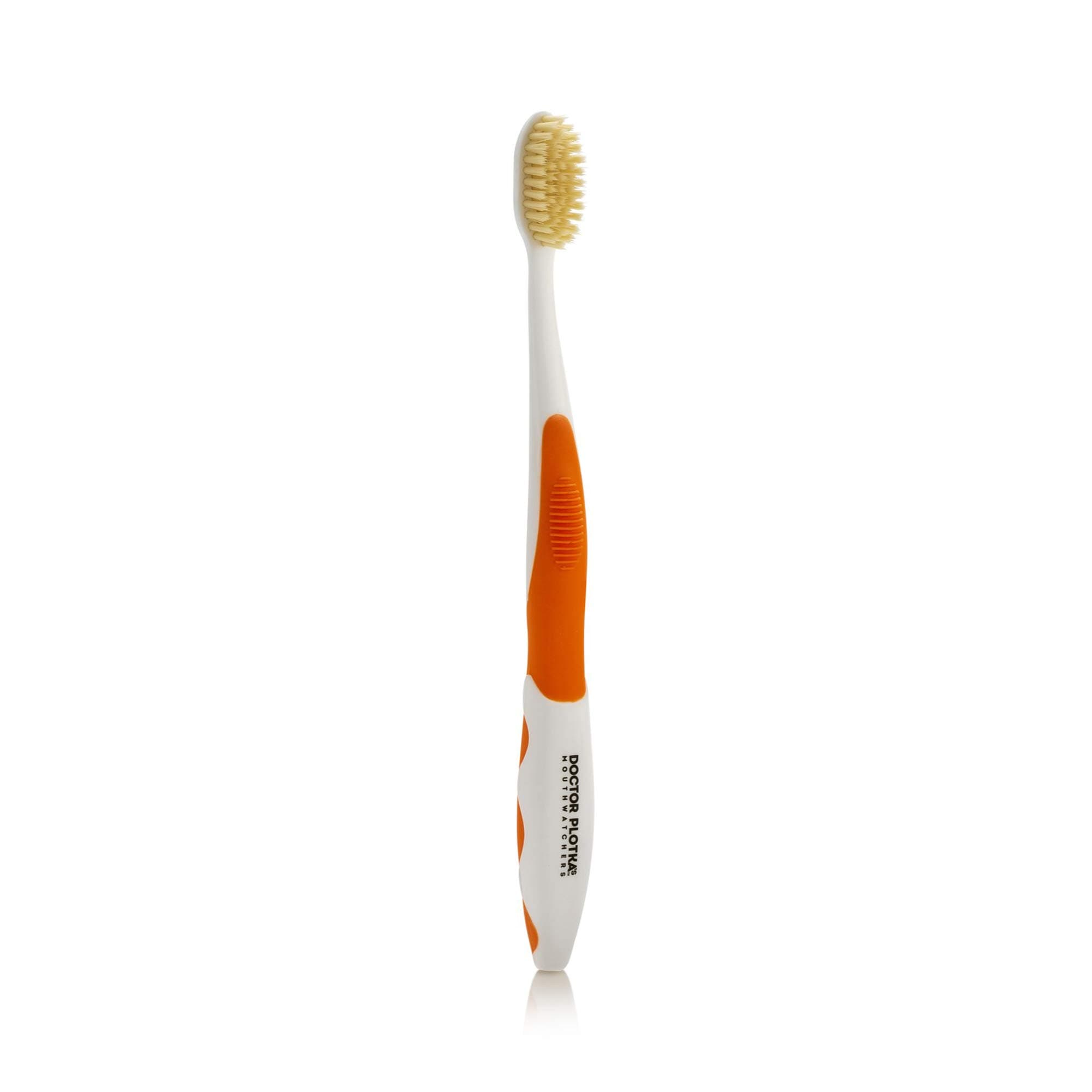 Doctor Plotka's Mouthwatchers Antimicrobial Floss Bristle Silver Toothbrush, Adult, Orange