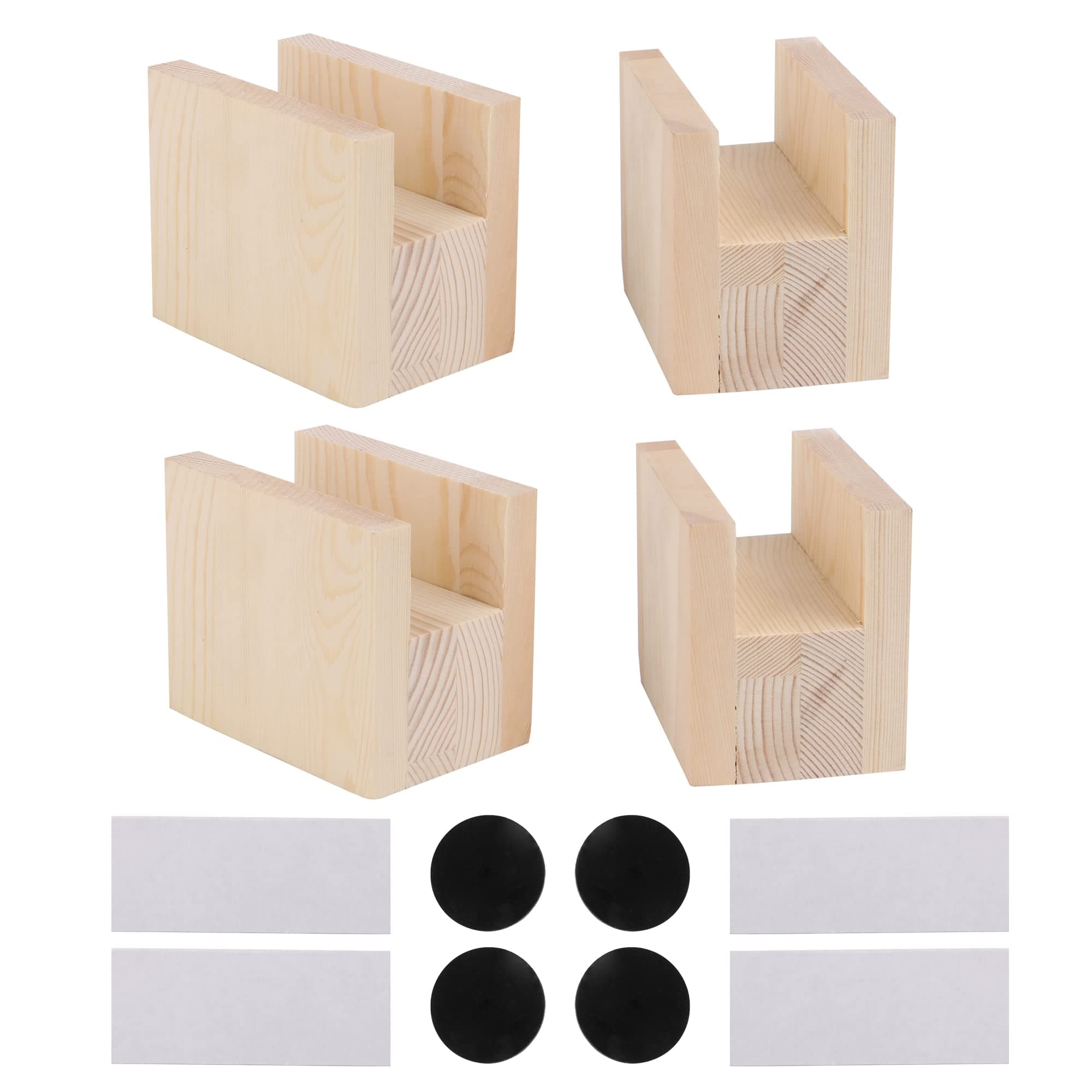 4 Pcs Furniture Sofa Lifters 100x40x50mm with Double Sided Tape Round Feet Pad Kit