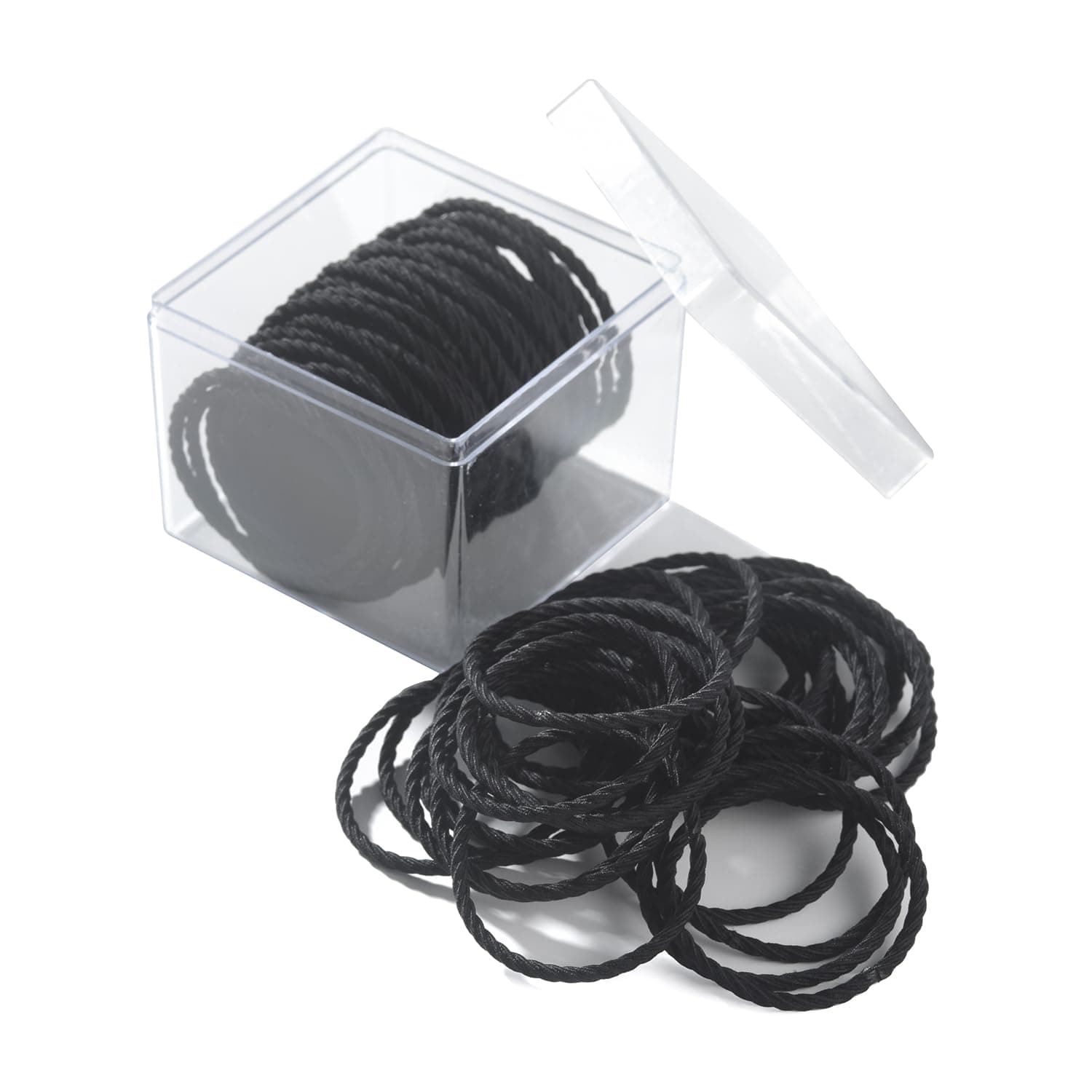 Youxuan No Damage Soft Polyester Hair Ties, No Tug Scrunchies Hair Bands with Strong Elasticity - Black, 50 Pieces