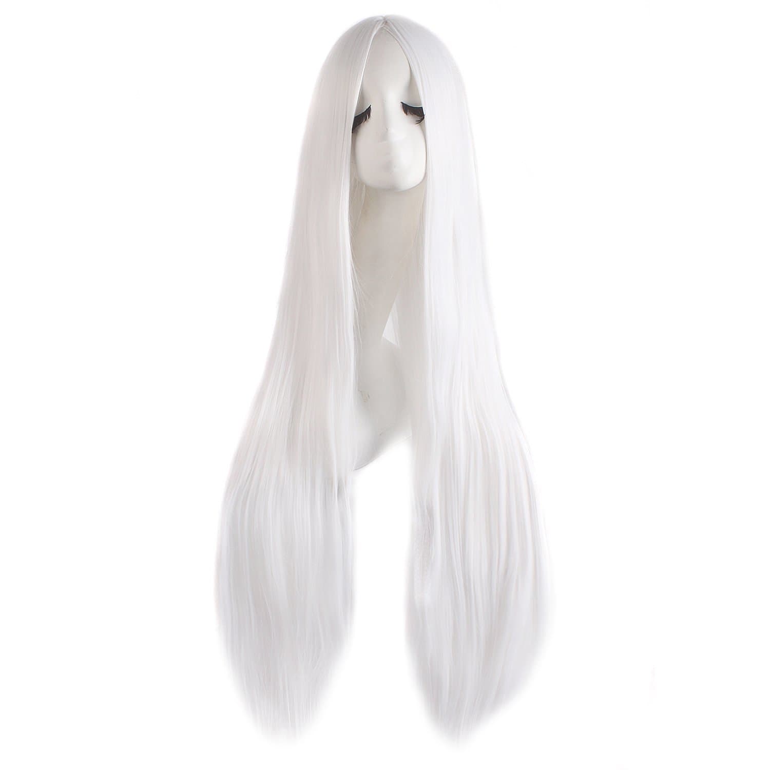 40" 100cm Carve Long Straight Cosplay Wig Anime Costume Party Wig (White)