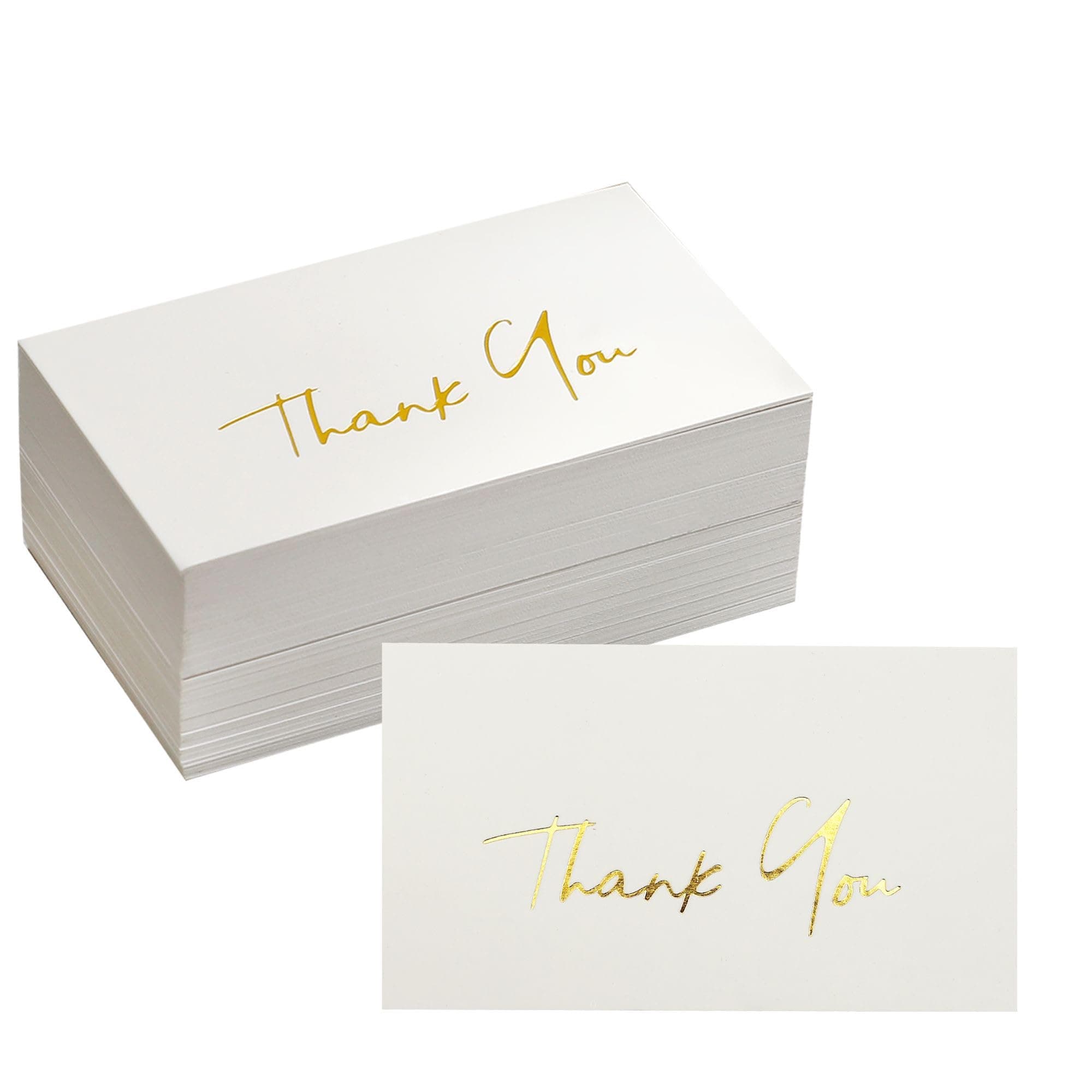 Winoo Design Gold Mini Thank You Cards Small Business - 100 PK - Flat Card No Fold, 2 x 3.5 Inches Thank You for Your Order for Your Support Cards for Wedding Off White Color