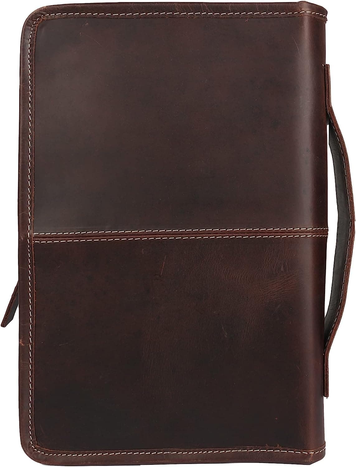 Leather Bible Cover Book Cover Planner Cover with Handle and Back Pocket (Medium)
