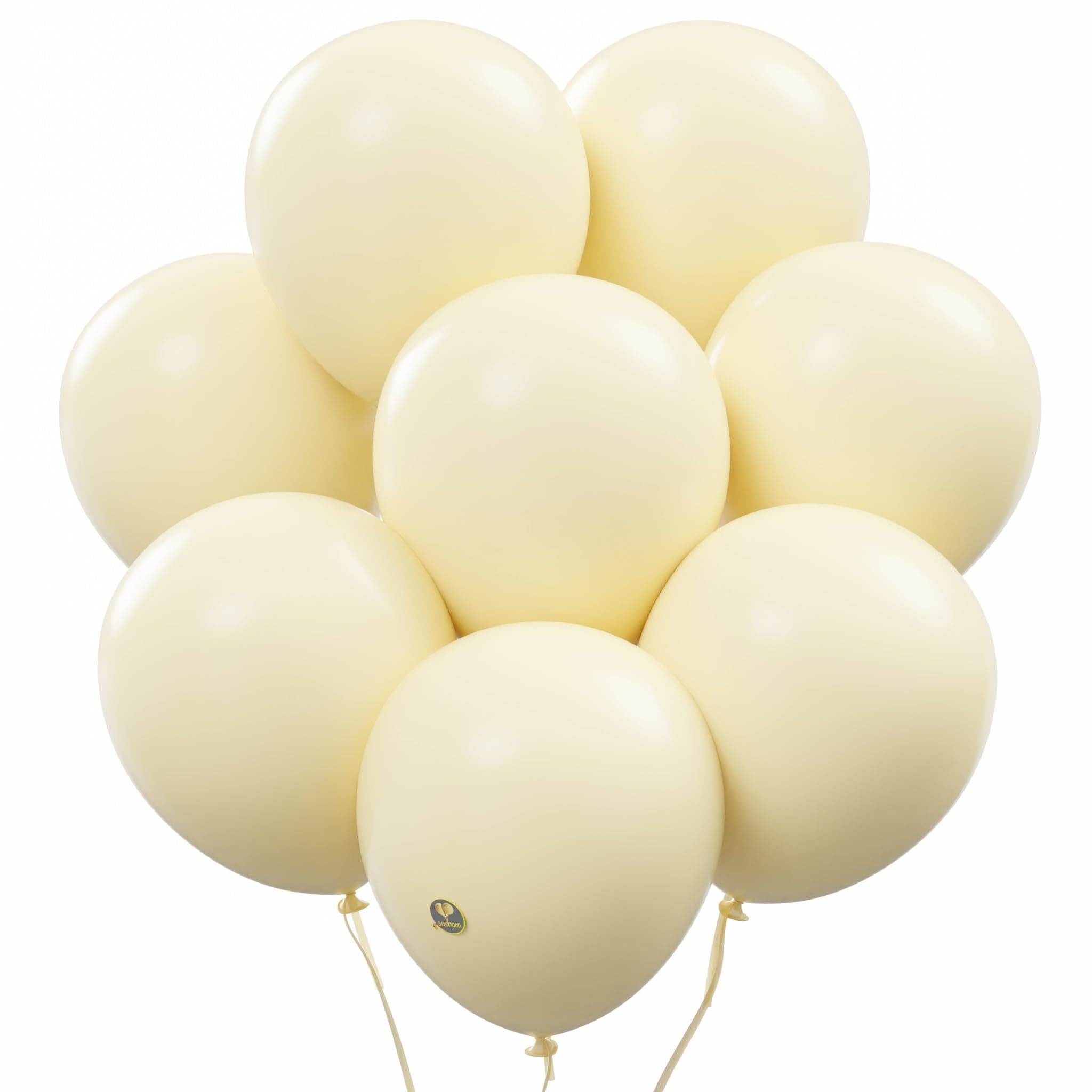 AFTERLOON® Biodegradable Balloons 24 pcs Ivory Cream 12 Inch, Matte Color Thickened Extra Strong Latex Helium Float, Multicolor Colorful Bulk Color ballon baloon Globos Para Decoration De Fiestas Kids
