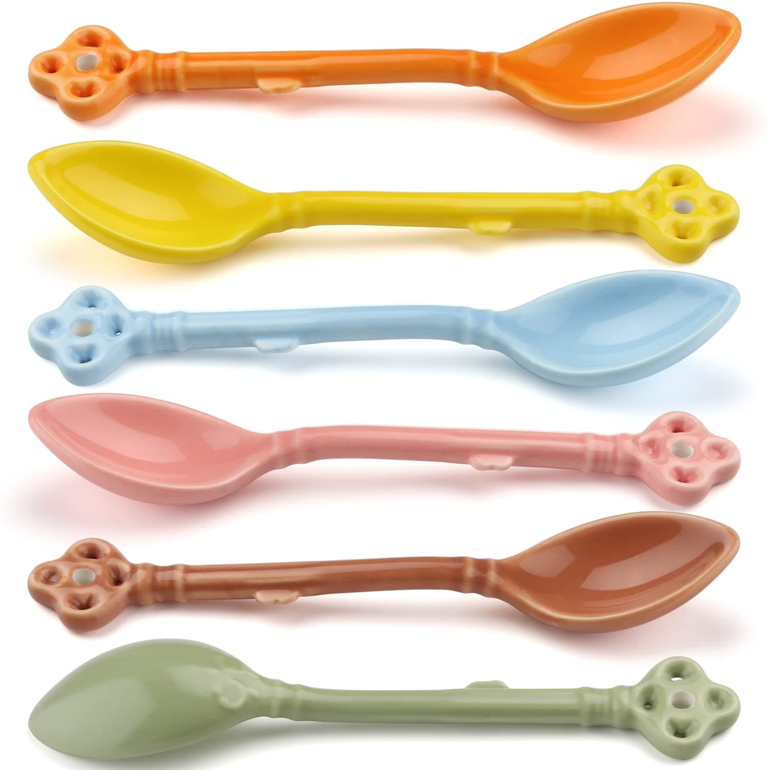 Ceramic Espresso Demitasse Spoons Set of 6 for Coffee, Dessert, Tea, Ice Cream