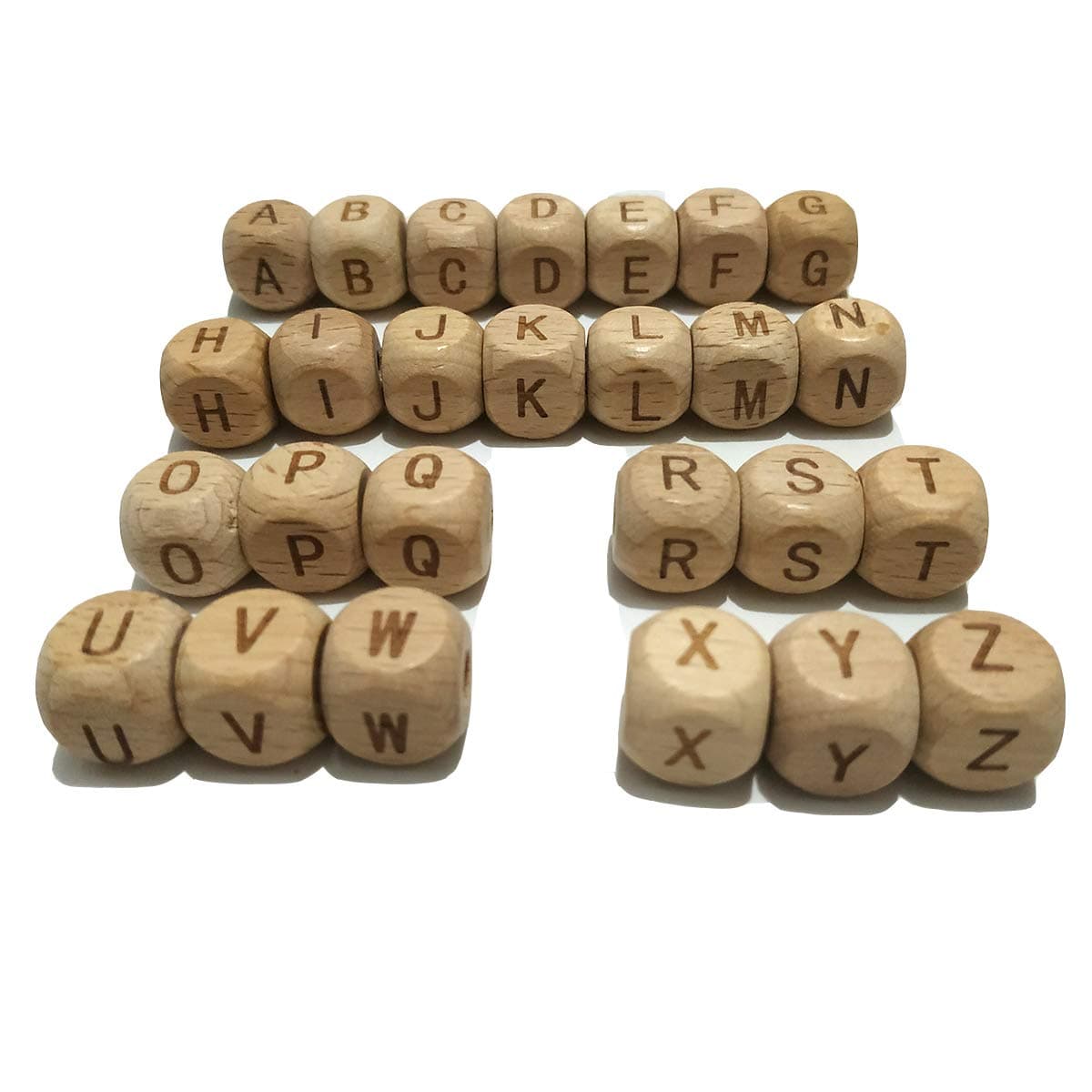 208pcs Square Wood Alphabet Beads 12MM Natural Beech Wooden Letter Beads for Jewelry Making DIY Beads Keychain (Wood Letter 208pcs)