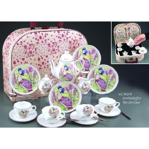 Jemima Puddleduck - Children's Porcelain Tea Service - 4 Place Settings - Fabric Carry Case - Beatrix Potter by Reutter Porzellan-Christening/Naming Day/New Born Gift