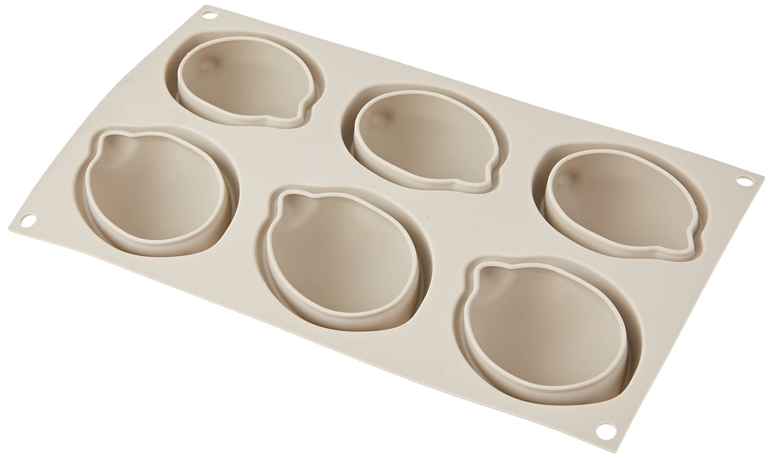 Silicone Mould for Monoportions Lemon DELIZIA, Non-Stick, 6 Monoportions, Pack of 1 Cake Mould, 3D Design, 85 x 59 h 42 mm, Volume 636 ml, Made in Italy