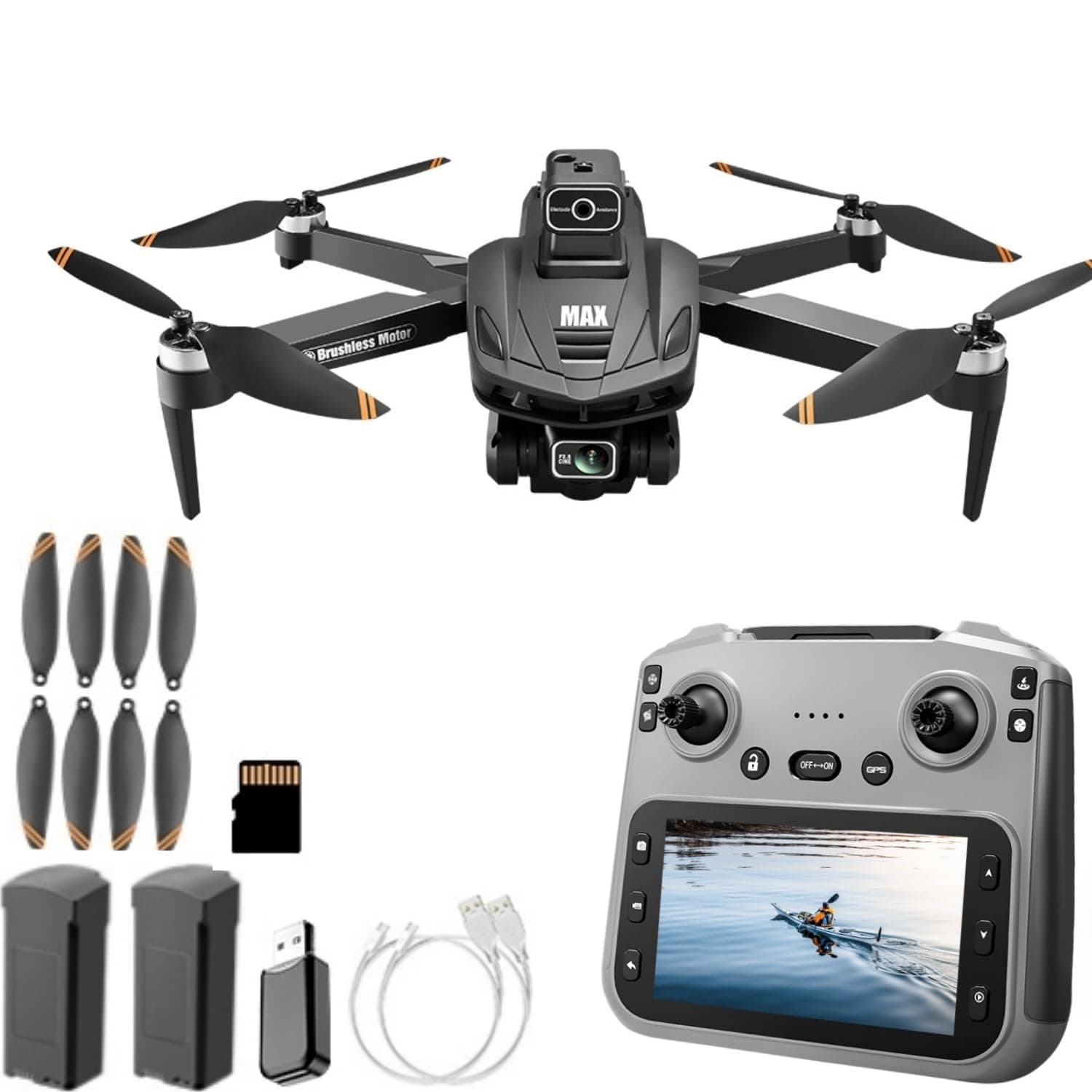 GPS Drone with 4K Camera, 4.5" LCD Display - 3280ft HD Image Transmission, 50x Zoom, Auto return, Follow Me, Go Home, Gesture Control, One Key Takeoff/Landing, Altitude Hold,led Light ，Professional Quadcopter for Aerial Photography Control and Video Recording, Sports Racing Car Appearance, Beginner-Friendly FPV RC Quadcopter