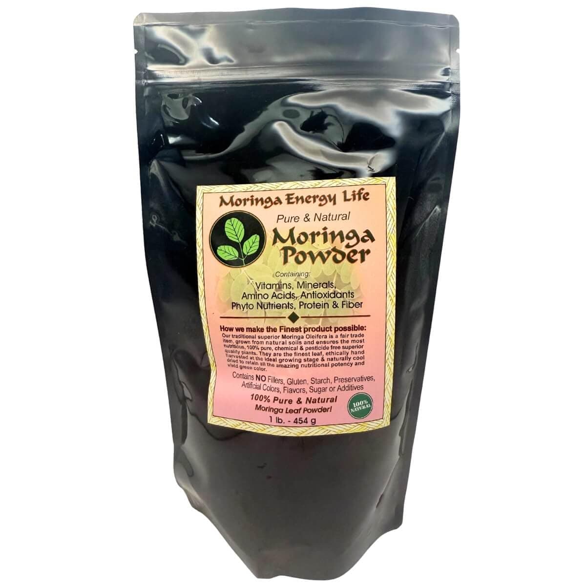 Moringa Energy Powder - 1 lb. Feel Wellness & Energy in 100% Pure Natural Raw Super Food - 112 Servings. Great in Drink Mix, Smoothies, Juice, Sprinkle on Food, Supplement with Moringa Leaf