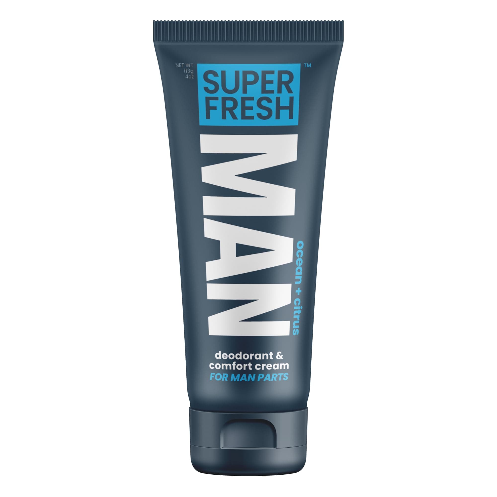 Super Fresh Man Parts Ball Deodorant for Men - Deodorizing Lotion with Aloe - Talc-Free, Paraben-Free, Aluminum-Free, CLEAR PROTECTION - 4 fl oz Tube