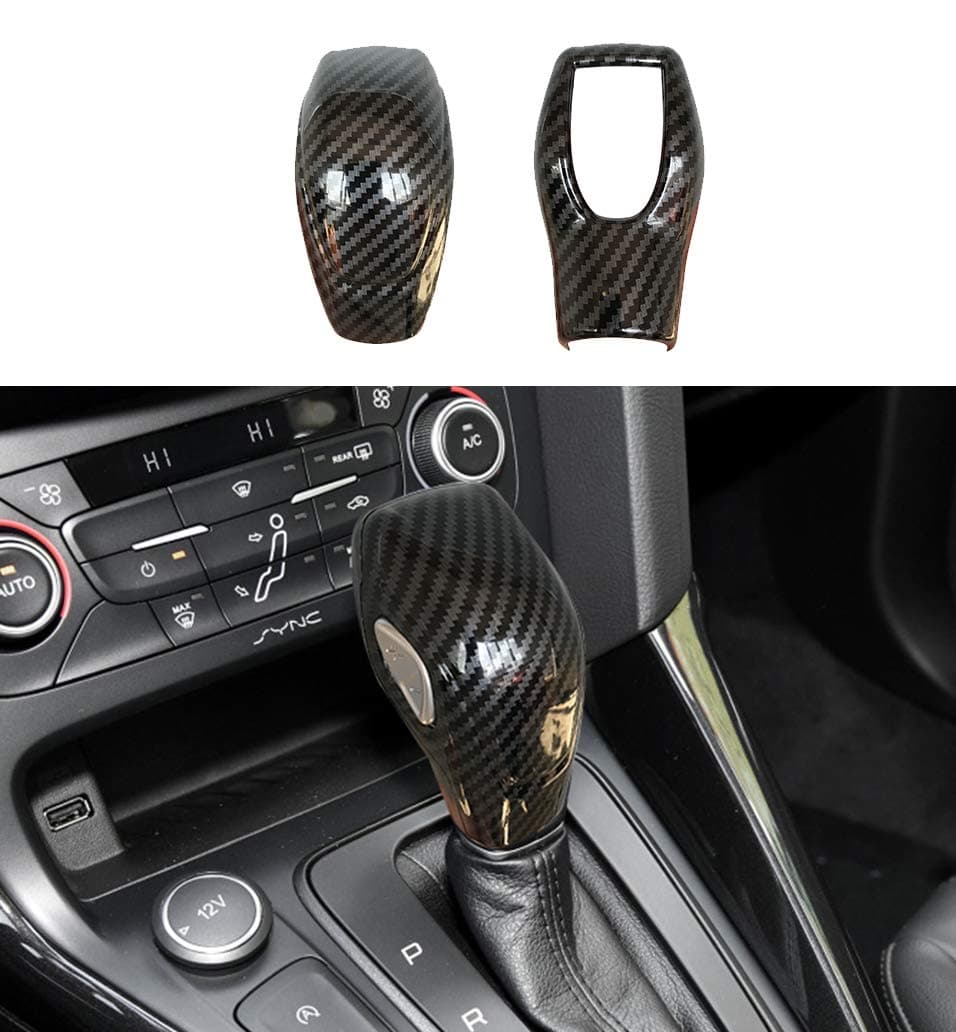 ruihe Car Gear Shift Knob Cover Carbon Fiber Color Sticker Trim Fit for Ford Focus 2012-2018/Fiesta 2014-2019/Fusion 2013-2016/Escape 2013-2019/C-Max 2013-2017/Transit 2013-2020