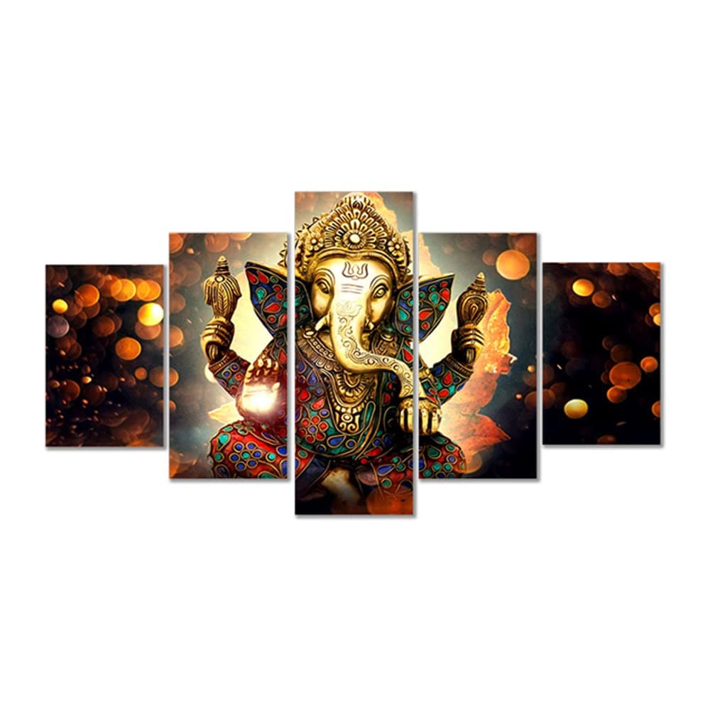 LiftGather Canvas Painting Wall Art for Living Room Office Bathroom Decorative Painting Modern Home Decor 5pcs Wall Art Print Elephant Picture Framed Ready to Hang