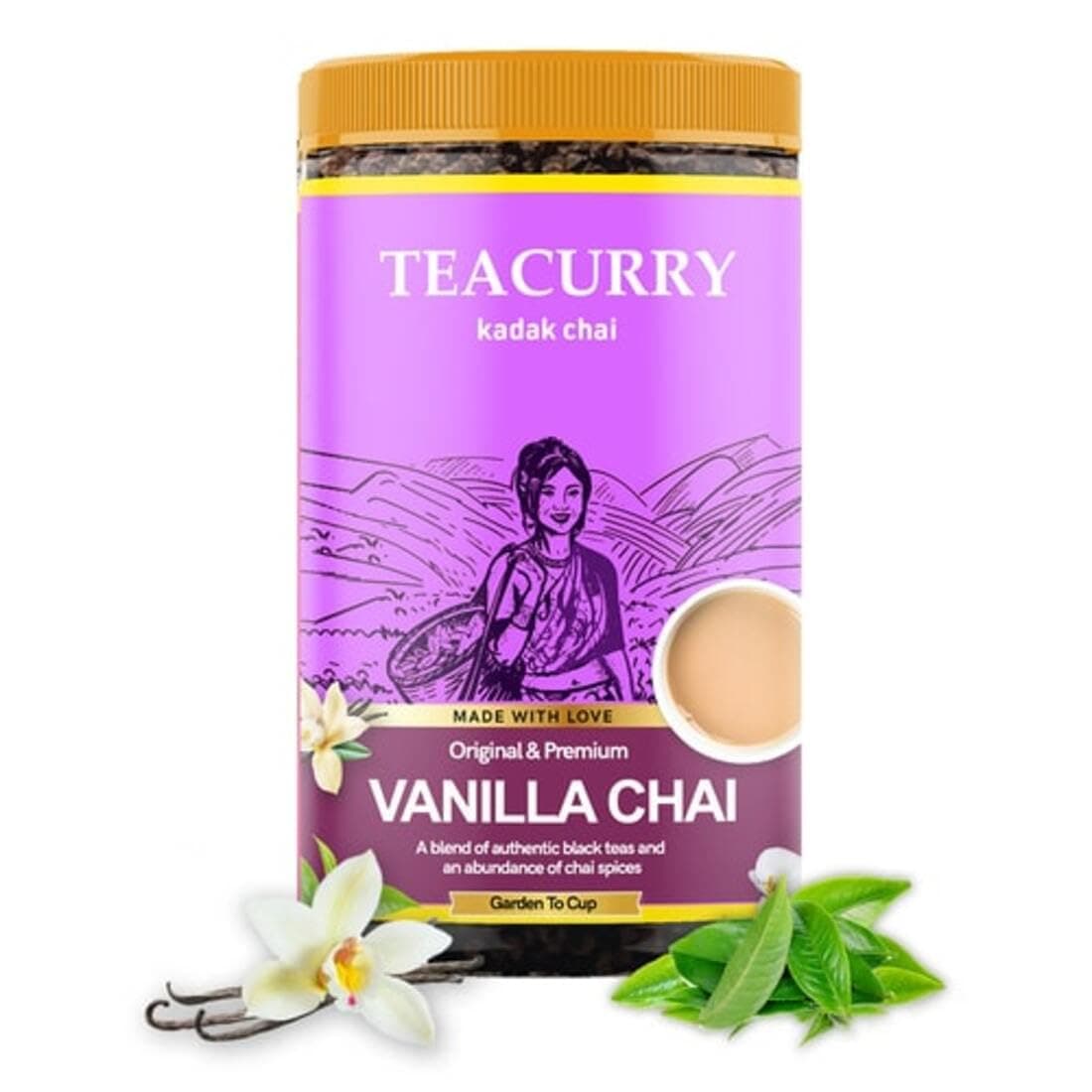 Vanilla Chai (100 Grams, 50 Cups) - Vanilla blended with Assam Black Tea - 100% Natural Flavoured Tea with Real Ingredients | Refreshing & Tasteful Vanilla Flavor Chai Tea