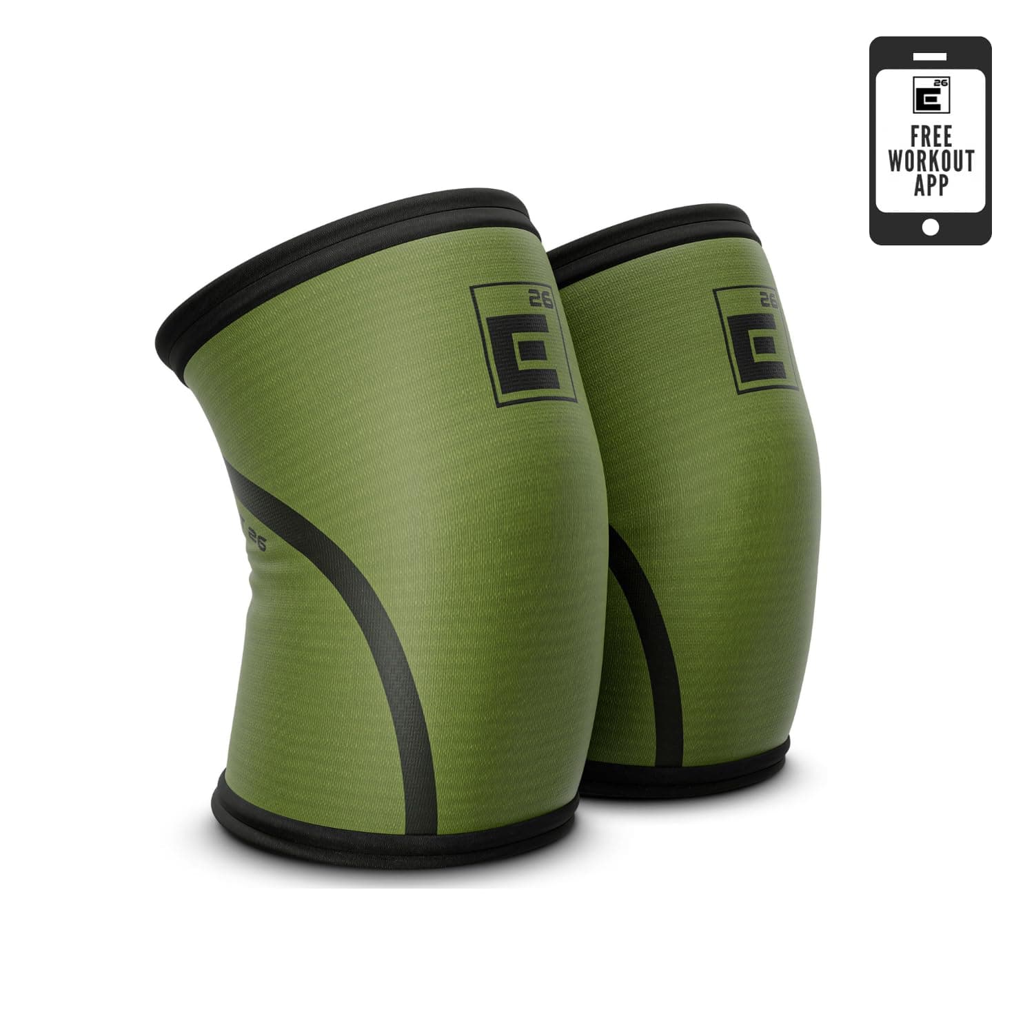 6mm Knee Sleeves for Weightlifting (Sold as a Pair) - Durable Compression Sleeve for Support and Mobility - Knee Brace for Functional Fitness, Squats, Deadlift (Large, OD Green)