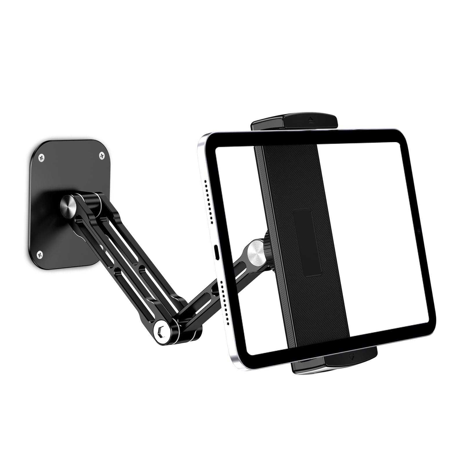 Tablet Wall Mount Holder, Aluminium Extendable iPad Wall Holder, with 360°Rotating Base Adjustable and Foldable for iPad Pro Air Mini, Galaxy Tab, All 4.7-13" Phones and Tablets