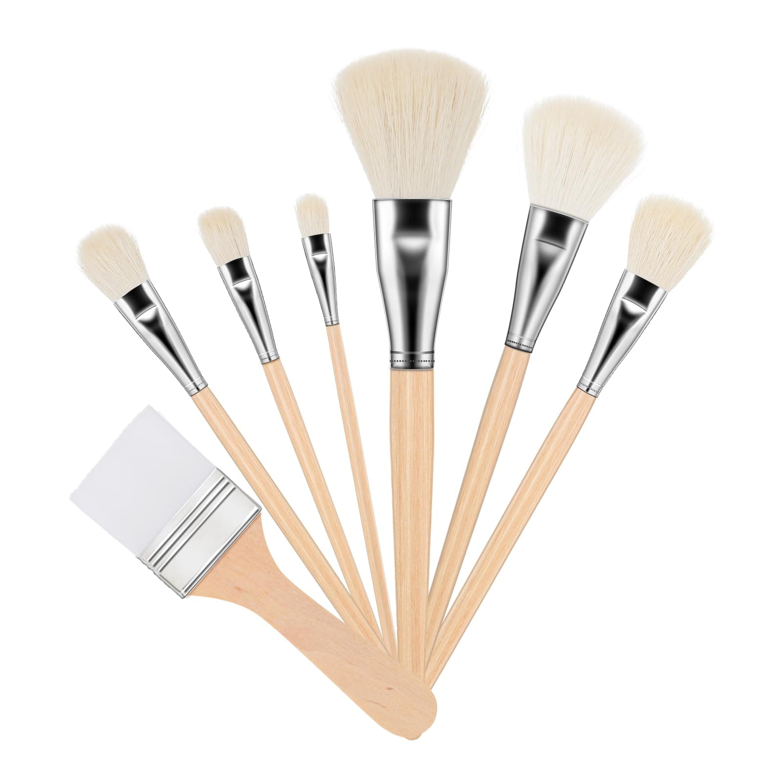 7 Pcs Mop Brush for Painting Gilding Brush Versatile Mop Brushes Assorted Size Paint Brushes Set Paint Brush with Wooden Handle for Acrylic Watercolor Oil Painting Face Body Art