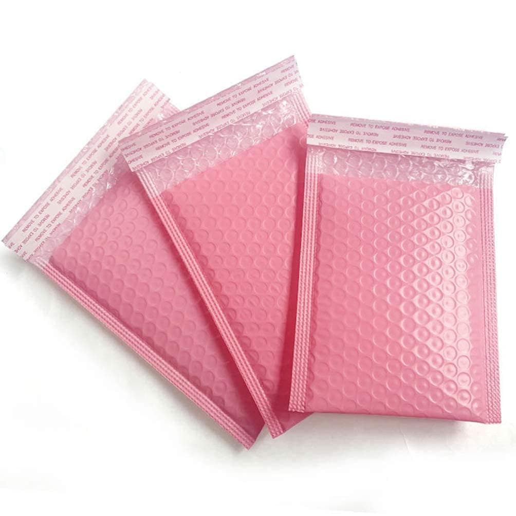 Khazna 50pcs Self-Seal Bubble Out Bags Anti Static Bubble Bags Cushioning Wrap Pouch for Shipping,Storage and Moving (Pink, 15x11cm)