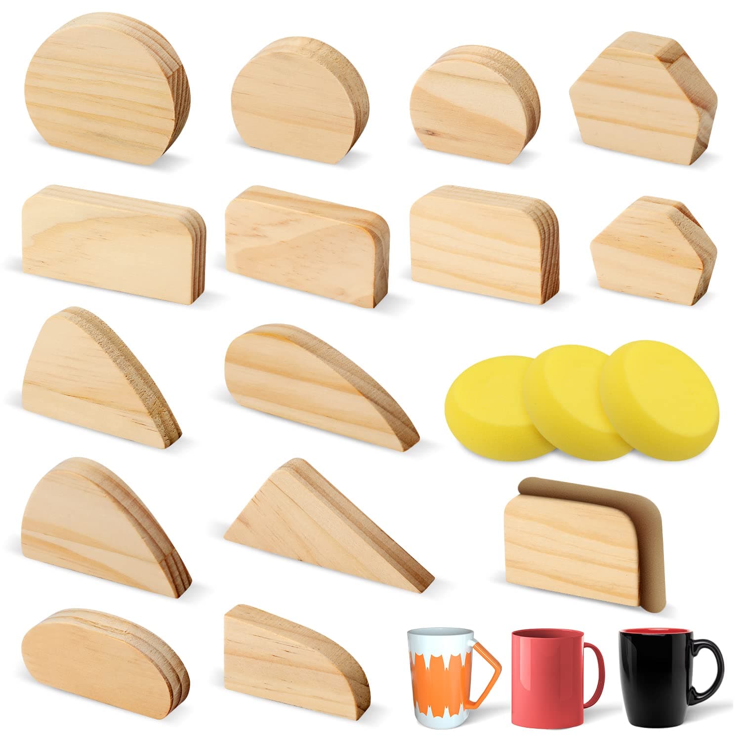 14 Pcs Mug Handle Molds, Pottery Mug Handle Forms Pottery Tool Kit with 3pcs Round Sponges Pottery Clay Ceramic Tools of Different Shapes and Sizes
