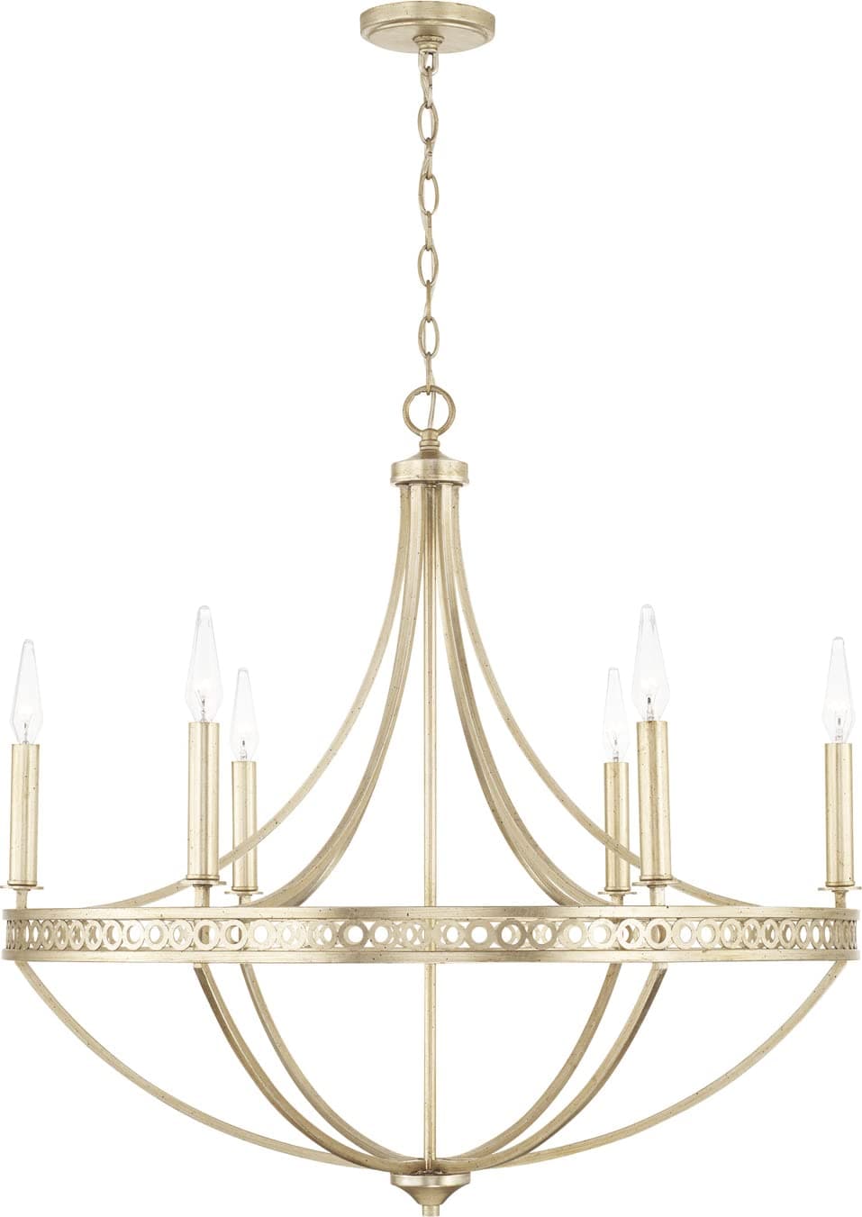 443161WG Isabella Traditional Regal Style Luxe Chandelier, 6-Light 360 Total Watts, 29" H x 30" W, Winter Gold