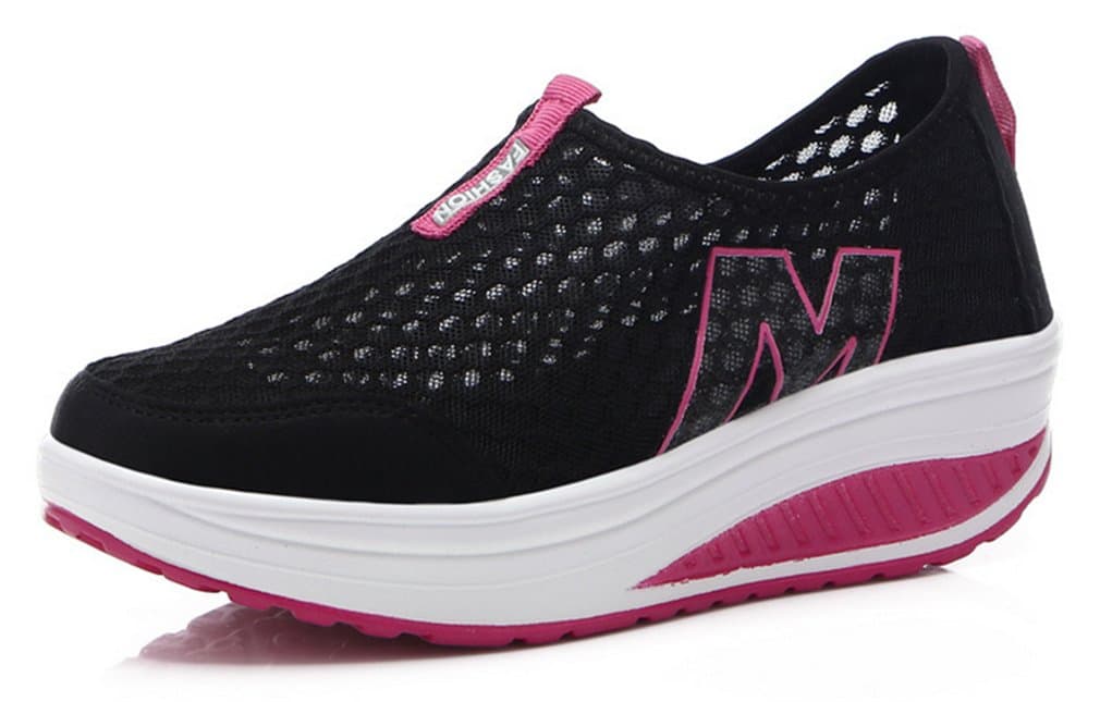 NEWZCERS Women's Summer mesh Slip-on Platform Shoes Fitness Work Out Sneaker