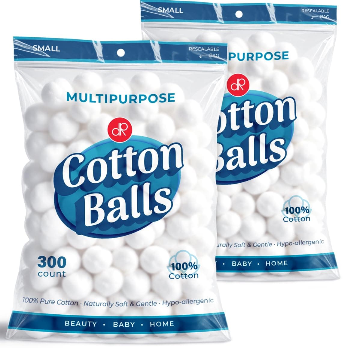 DecorRack 600 ct Small Cotton Balls, 100% Pure Natural Cotton, for Make-Up, Nail Polish Removal, Pet Care, Soft and Absorbent (Pack of 600)