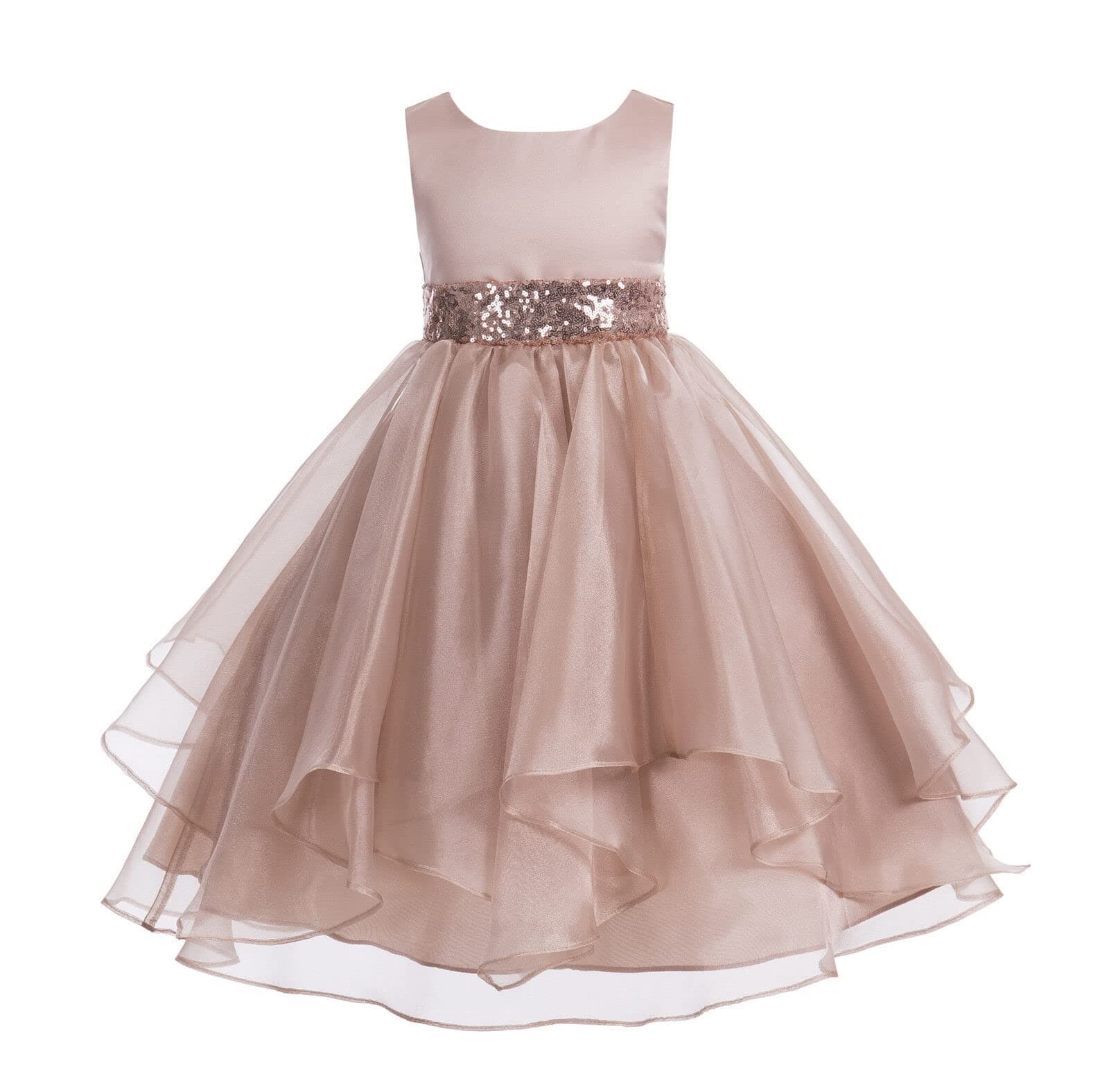 ekidsbridalAsymmetric Ruffled Organza Sequin Flower Girl Dress Toddler Girl Dresses