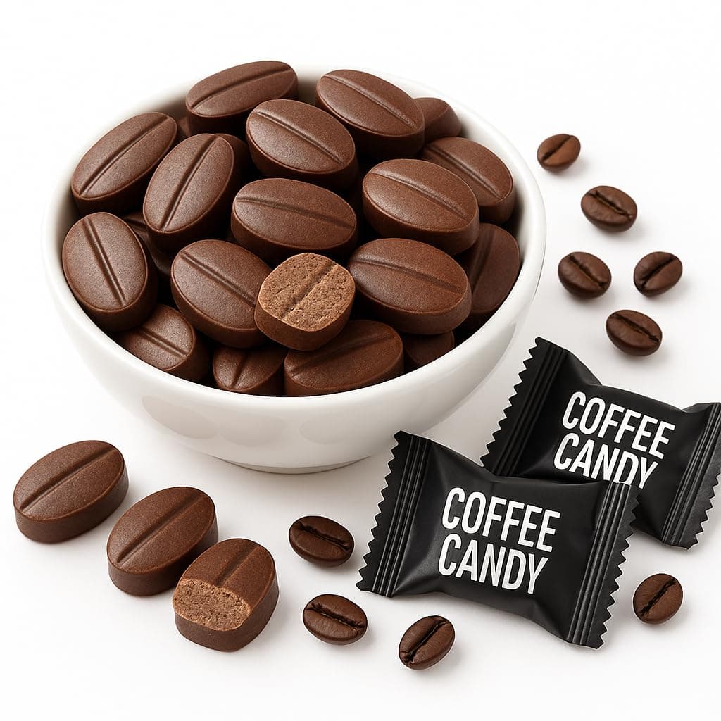 ZZLEEZYO Asian Special Sweets Hard Candy Shaped Coffee Bean Black Coffee Flavor 200 Count