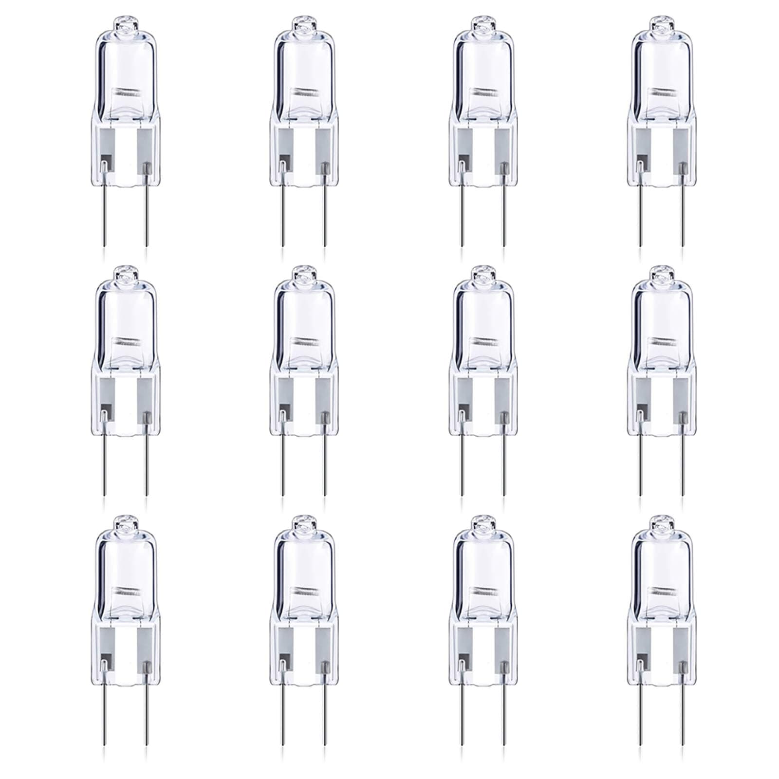 Bonlux 12-Pack GY6.35 Halogen Capsule Light Bulbs, 12V 50W T4 JC Type, Warm White 2700K for Under Cabinet, Puck, Landscape Light