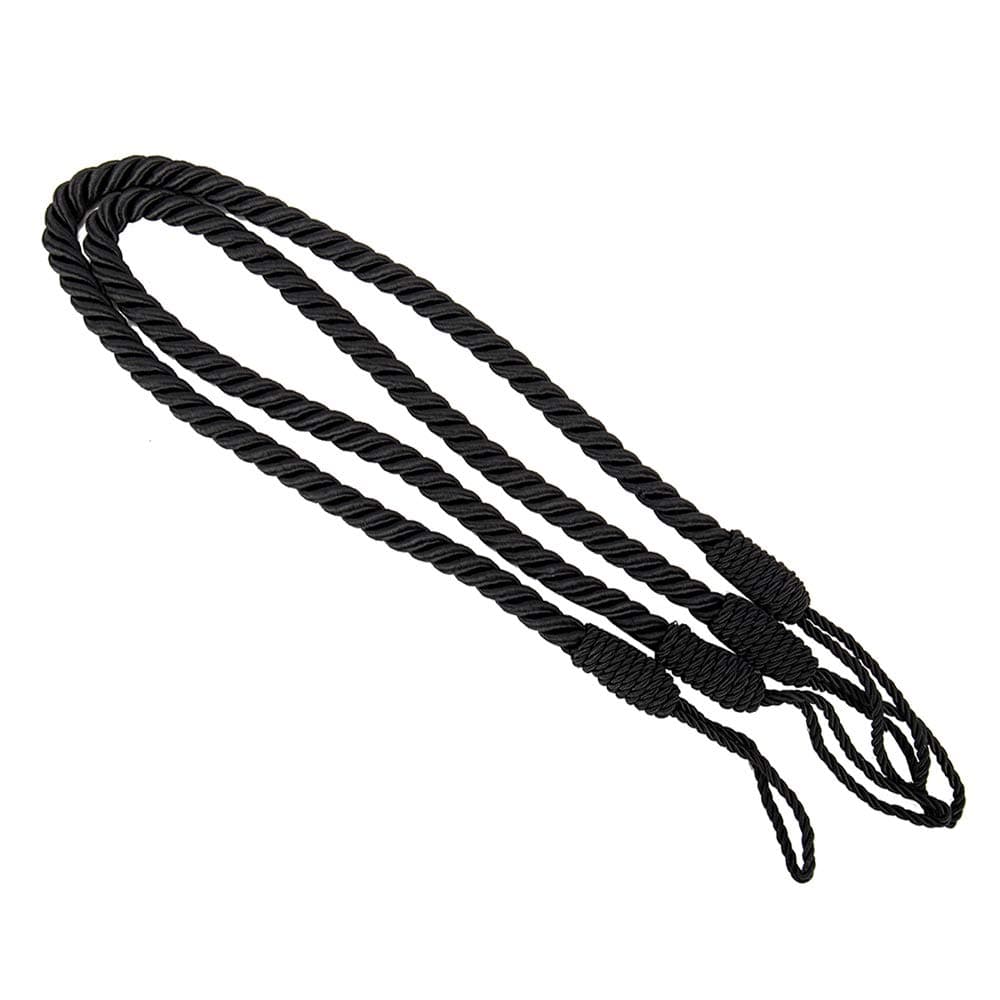 Comficent Rope Tiebacks Jute Hessian Curtain Rope Clips Holder Holdbacks Tieback x Pair (Black)