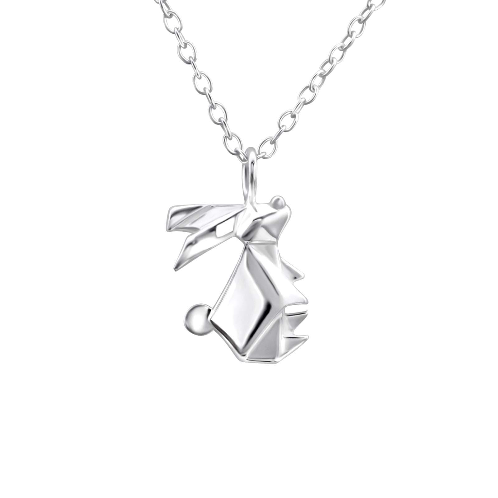 The Rose & Silver Company Women 925 Sterling Silver Origami Rabbit Necklace 45cm / 17.7"