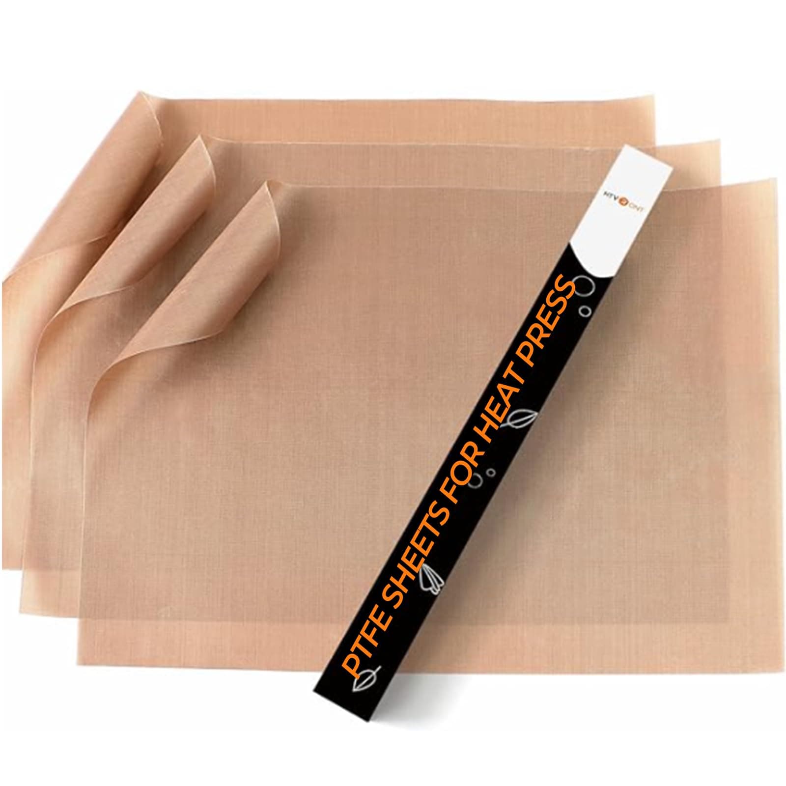 PTFE Sheets for Heat Press - 3 Pack Non Stick PTFE Polytetrafluoroethylene Sheet Reusable 12 x 16" PTFE Coating Paper Heat Resistant PTFE Mat(Brown)