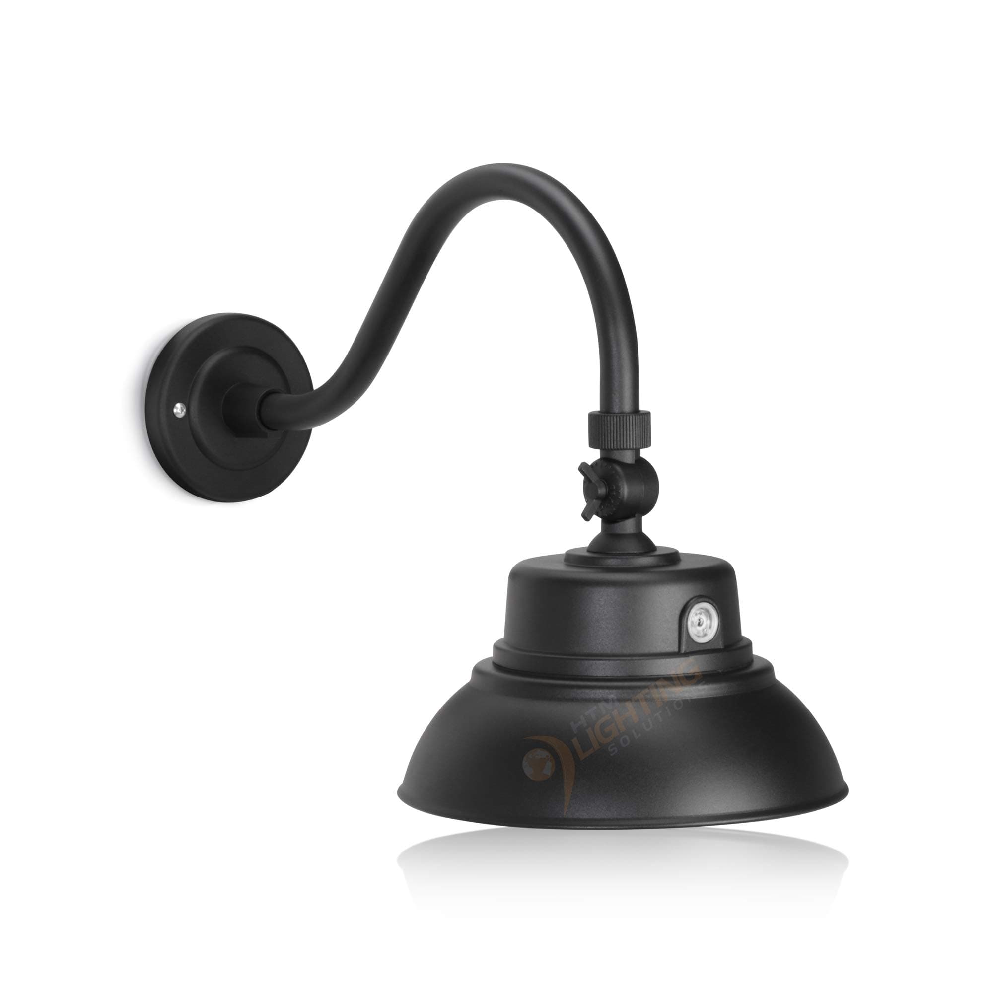 10in. Black Gooseneck Barn Light LED Fixture for Indoor/Outdoor Use - Photocell Included - Swivel Head - 25W - 2000lm - Energy Star Rated - ETL Listed - Sign Lighting - 3000K (Warm White)