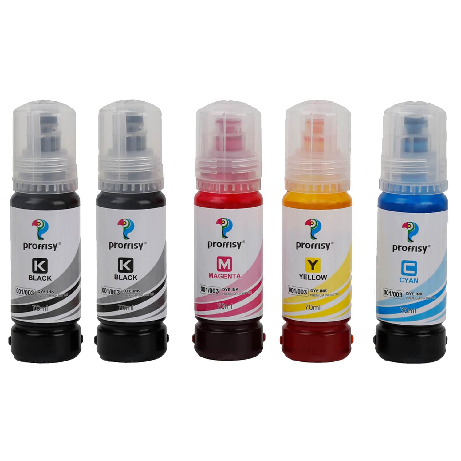001 003 Ink Refill dye Ink Bottle Compatible with Epson L3110, L3150, L4260, L4160, L3152, L3115, L3100, L3101, L3116, L3151, L3156, L1110, L5190, L4150, L14150, L6170 (YCM + 2 Black)