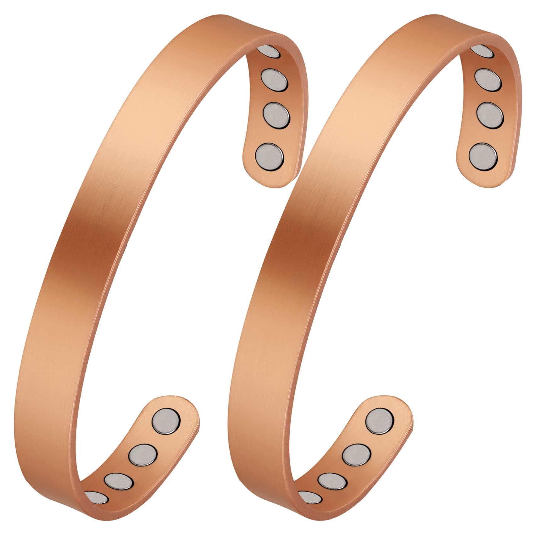 Feraco Copper Magnetic Bracelet for Men Women 99.99% Pure Copper Cuff Bangle with Effective Neodymium Magnet, Adjustable Jewelry Gift, 6.8 Inch x 0.35 Inch x 0.08 Inch, Metal, No Gems