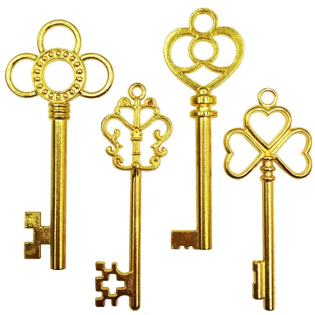 BALABALA 40PCS Antique Vintage Skeleton Key Charm Steampunk for Crafts, Party Favors, Gifts Decoration (4 Different Style x 10)
