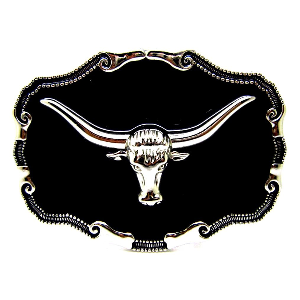 MASOP VOGU Longhorn Cattle Bull Head Texas Belt Buckle for Men Cowboy Accessory
