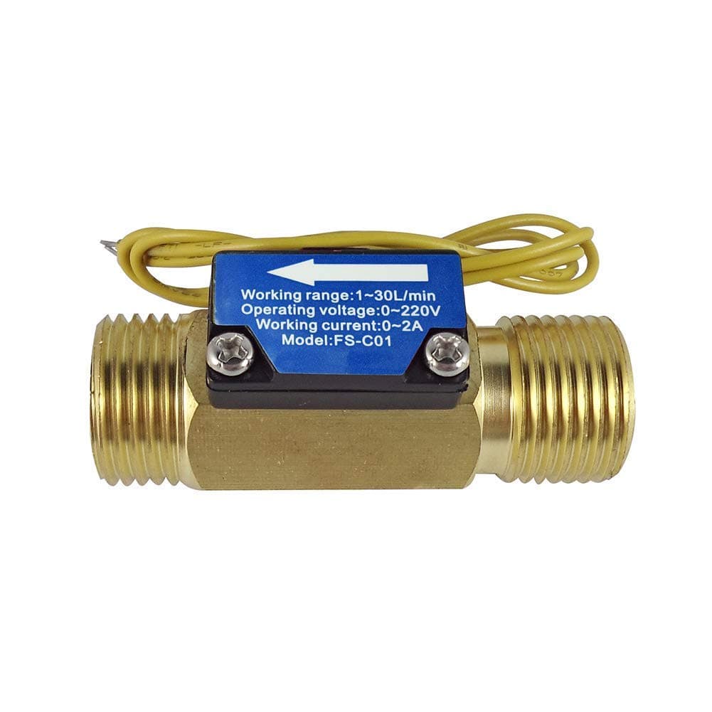 DIGITEN FS-C01 G1/2" BSP Male Thread Brass Water Flow Switch with Filter 1-30L/min, 0-2A/ 0-220V(AC or DC)