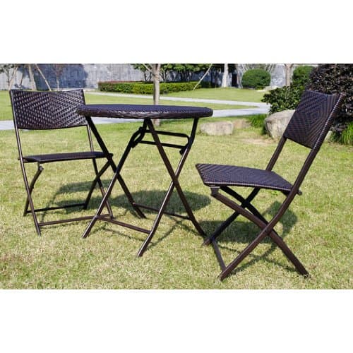 3 Piece Bistro Set. This Exquisite Bistro Set Is Guaranteed to Impress. This Bistro Table Set Can Be Stored Quick. This Wicker Bistro Set 3 Piece Is Perfect for Balconies, Patios and Small Areas. This Patio Bistro Set Arrives Fully Assembled.