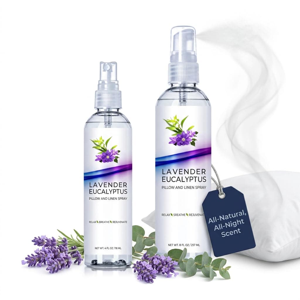 Lavender Eucalyptus Pillow Spray for Sleep, Aromatherapy Linen Spray for Bedding, Room Fabric Mist, Natural Essential Oil Bedroom Relaxation Freshener (Lavender Eucalyptus, 4oz/8oz)