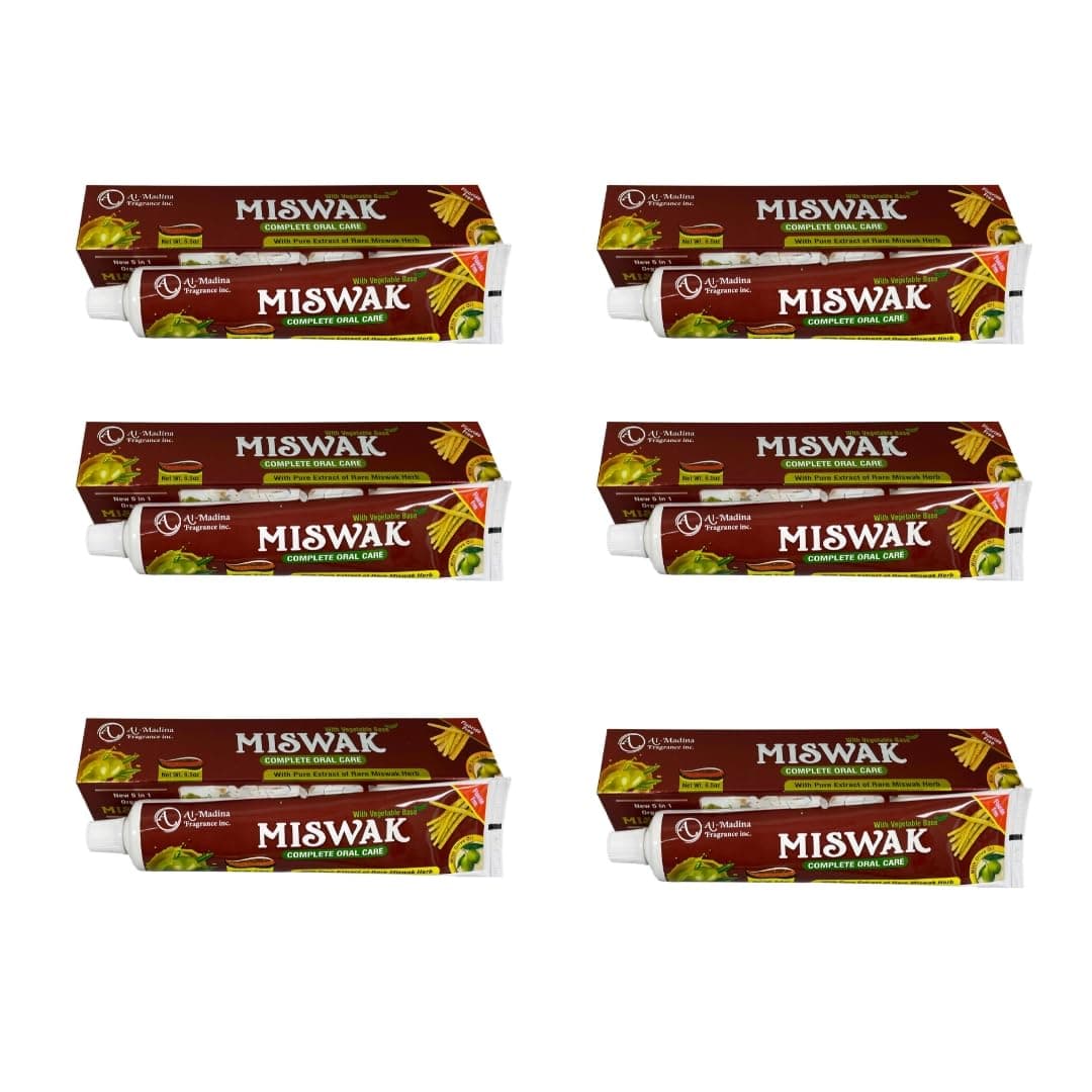 Pack of 6- Organic Miswak 10 in 1- Moringa, Clove, Propolis, Myrrh, Resin, Fennel Babool, Cinnamon, Licorice Toothpaste Fluoride Free 7.05 oz