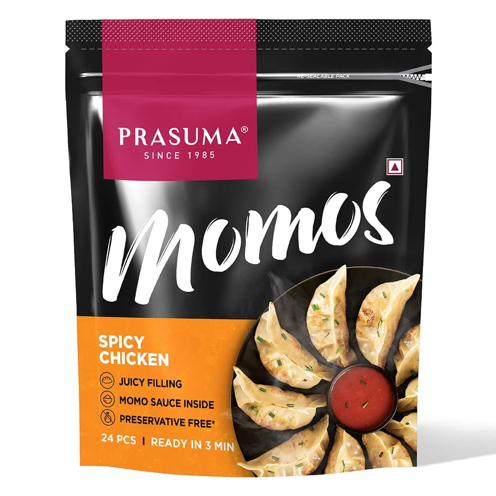 Prasuma Spicy Chicken Momos, 24 Pieces