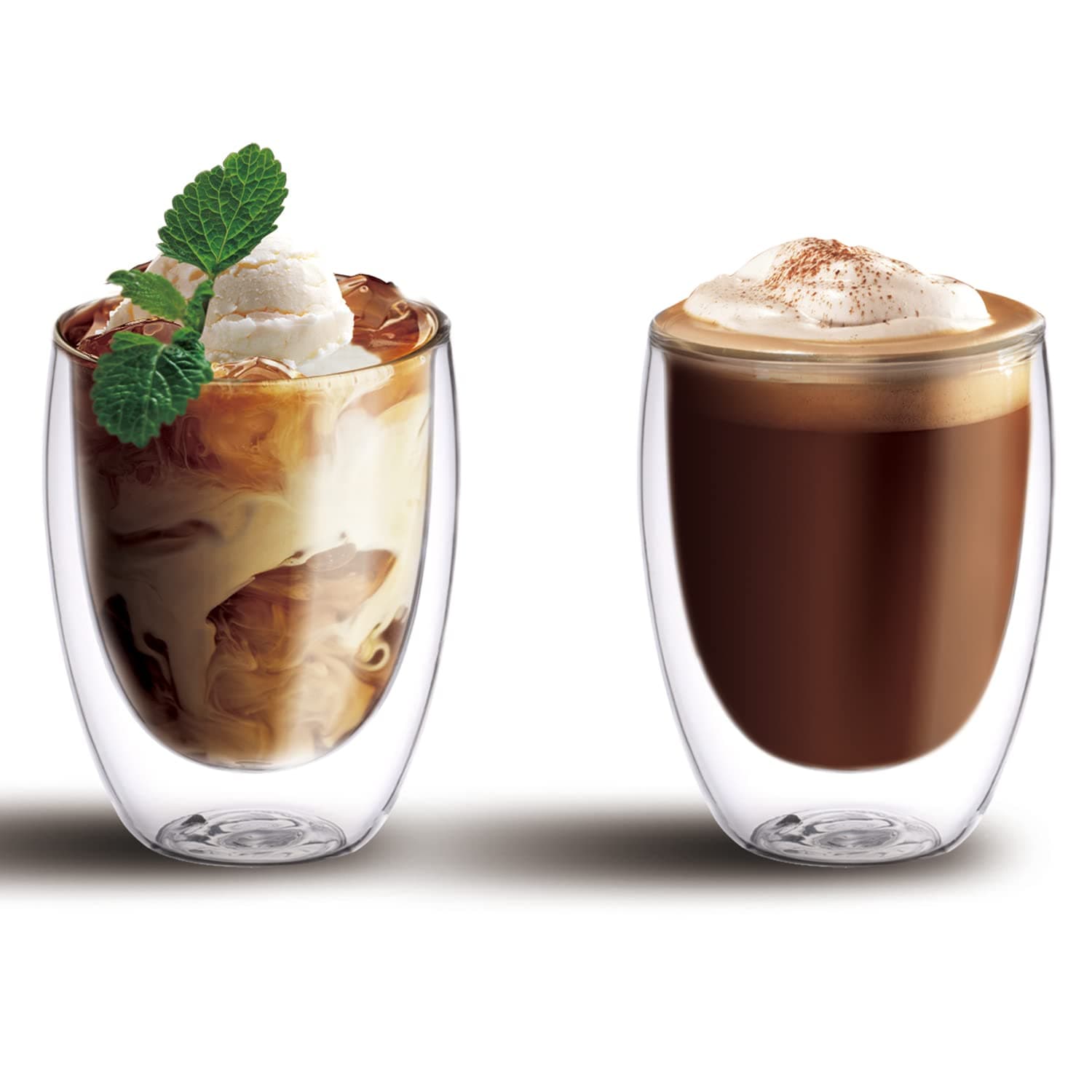 350ML Double Wall Glass Cup 2pcs Set Borosilicate Glass For Coffee, Tea, Whiskey, Cocktails & All Beverages - Minimalistic & Durable Double-Wall Drinking Mug GC-350-2