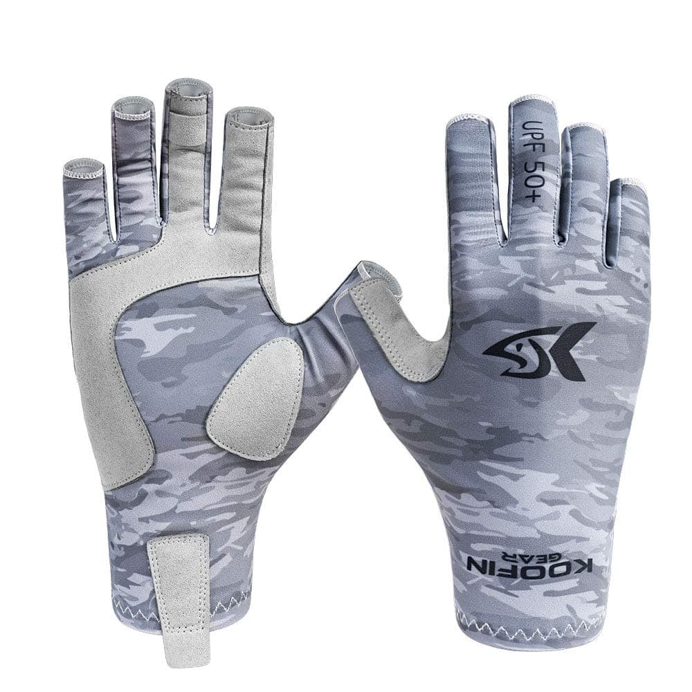 KOOFIN GEAR Fishing Gloves Sun Protection Fingerless Gloves UPF50 Men Women for Outdoor Kayaking Hiking Paddling Driving Canoeing Rowing