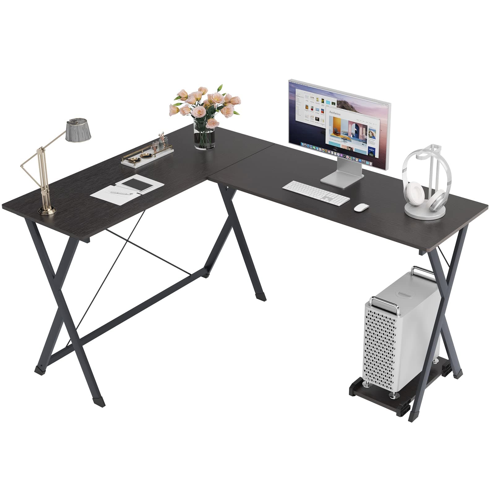 soges L-Shaped Deak Large Corner desk Computer Desk Office Table computer Workstation for Home Office, ZJ1-BK-A