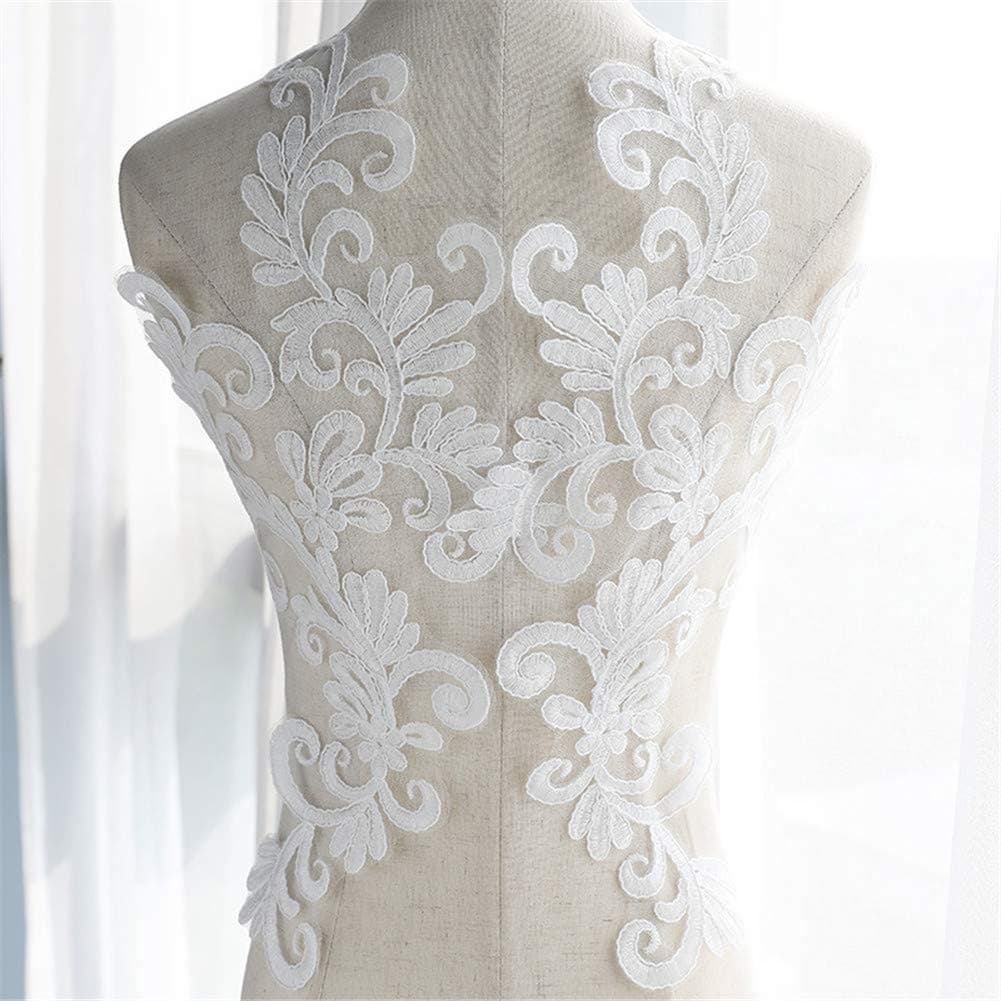 Embroidery Lace Appliques-Bling Buy 2 Piece Big Lace Patches for Wedding Dress Full Dress or DIY Decor