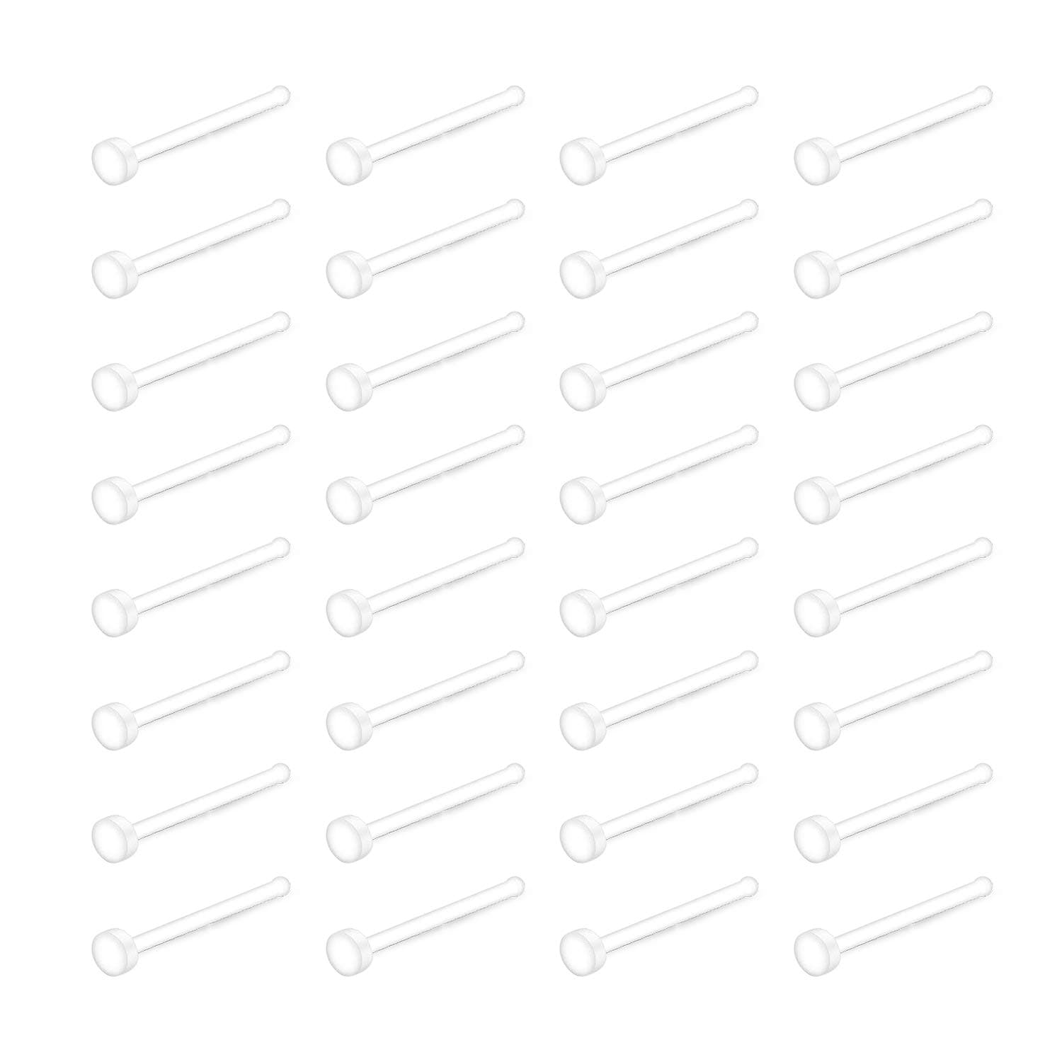 Clear Nose Studs Retainers Bioflex Acrylic Nose Rings 22G 32 Pcs Plastic Bone Pin Nose Studs for Women Men School Work Piercing Jewelry