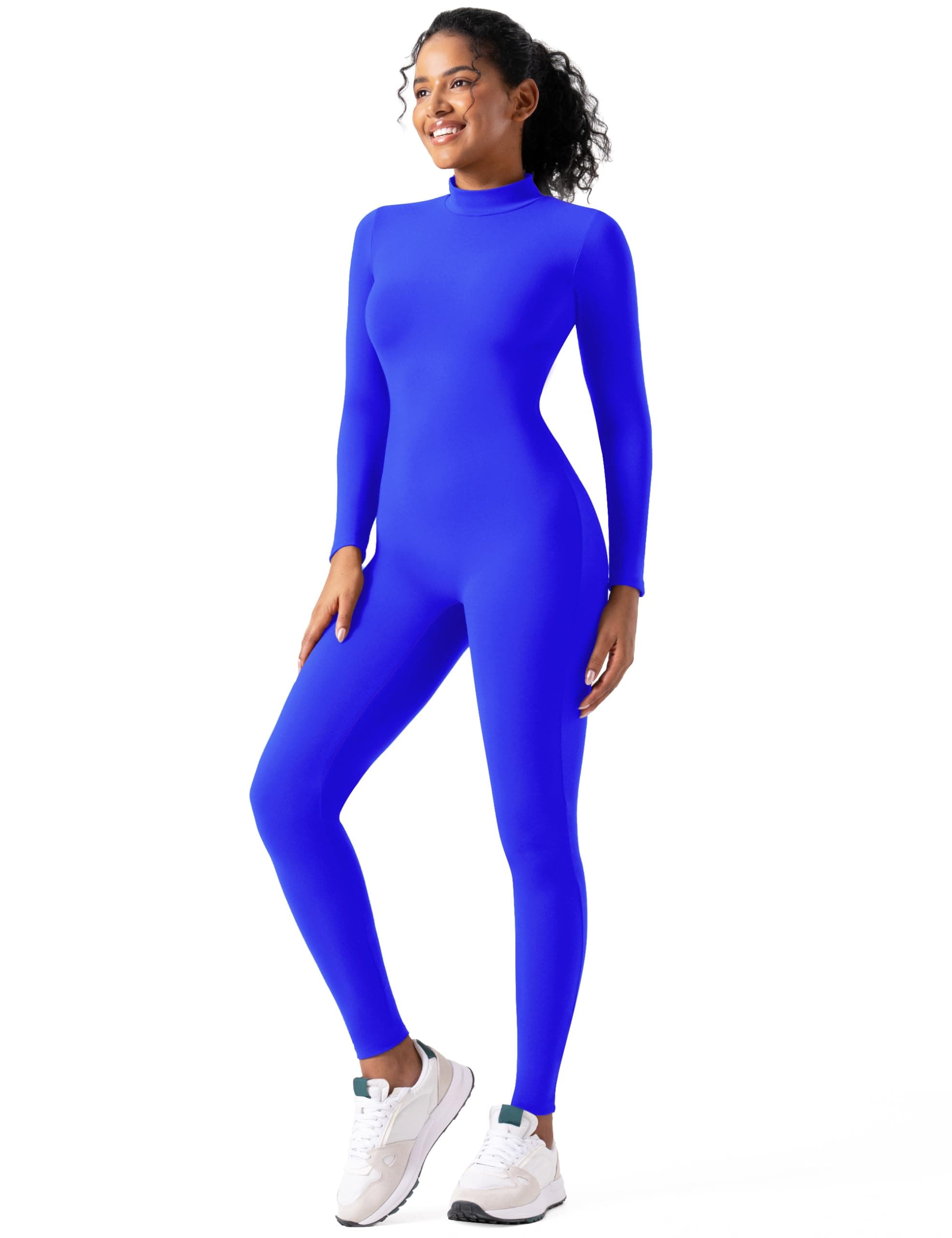 Women Bodysuit Rompers Long Sleeve Jumpsuits Leotards One Piece Tummy Control Yoga Workout Outfits – Multi-Use Stretchy Unitard for Acro Yoga, Aerialist Acts, and Everyday Streetwear Styling
