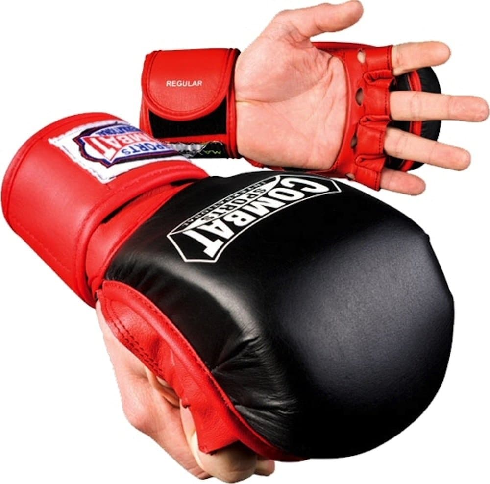 COMBAT SPORTS MAX SPAR MMA EXTREME SAFETY GLOVES (Black/Red, Regular)