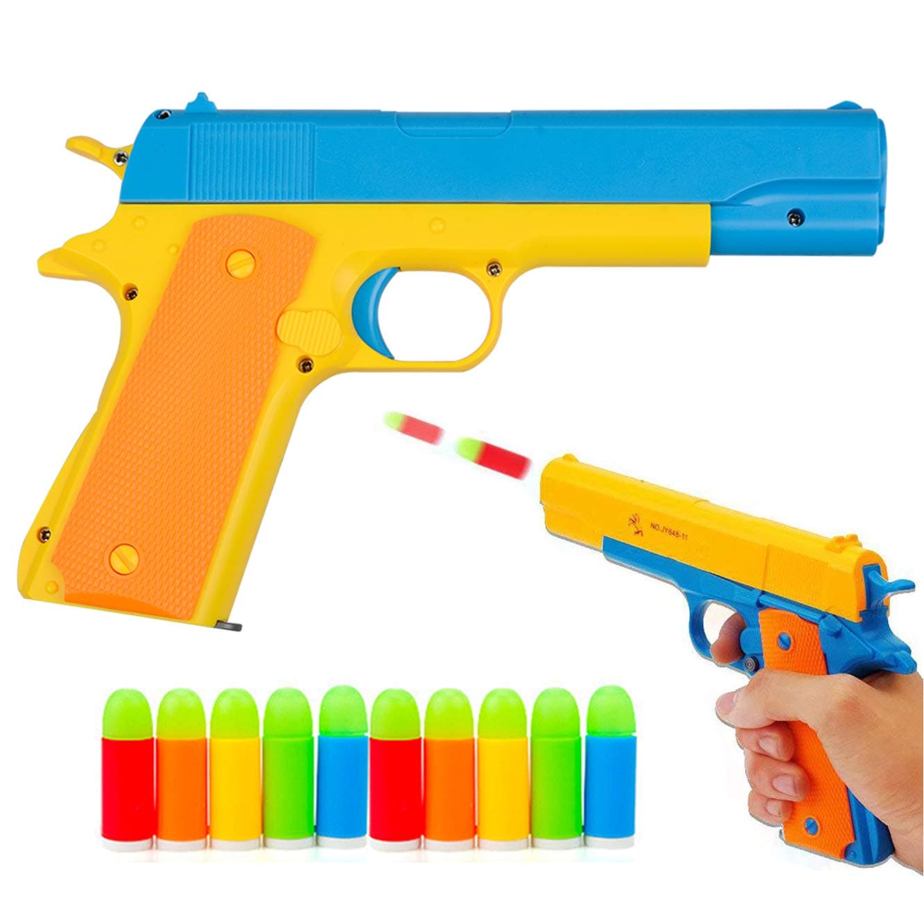 Rivoean Toy Gun - 1Pcs Toy Pistols Realistic Colt 1911 Luminous Soft Bullets Pistol